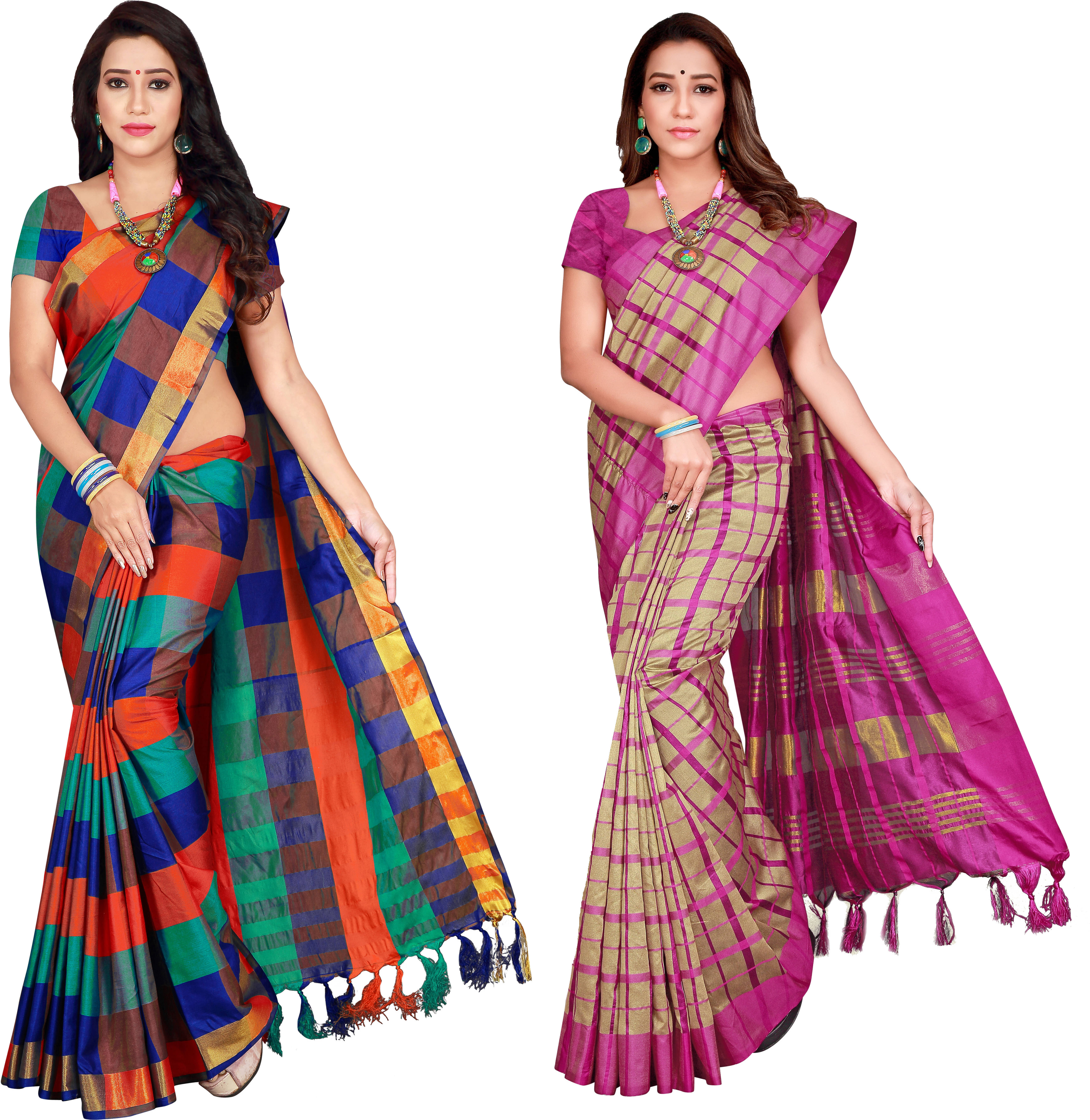     			Priyansh Creation Cotton Silk Printed Saree With Unstitched Blouse Piece ( Multicolor )