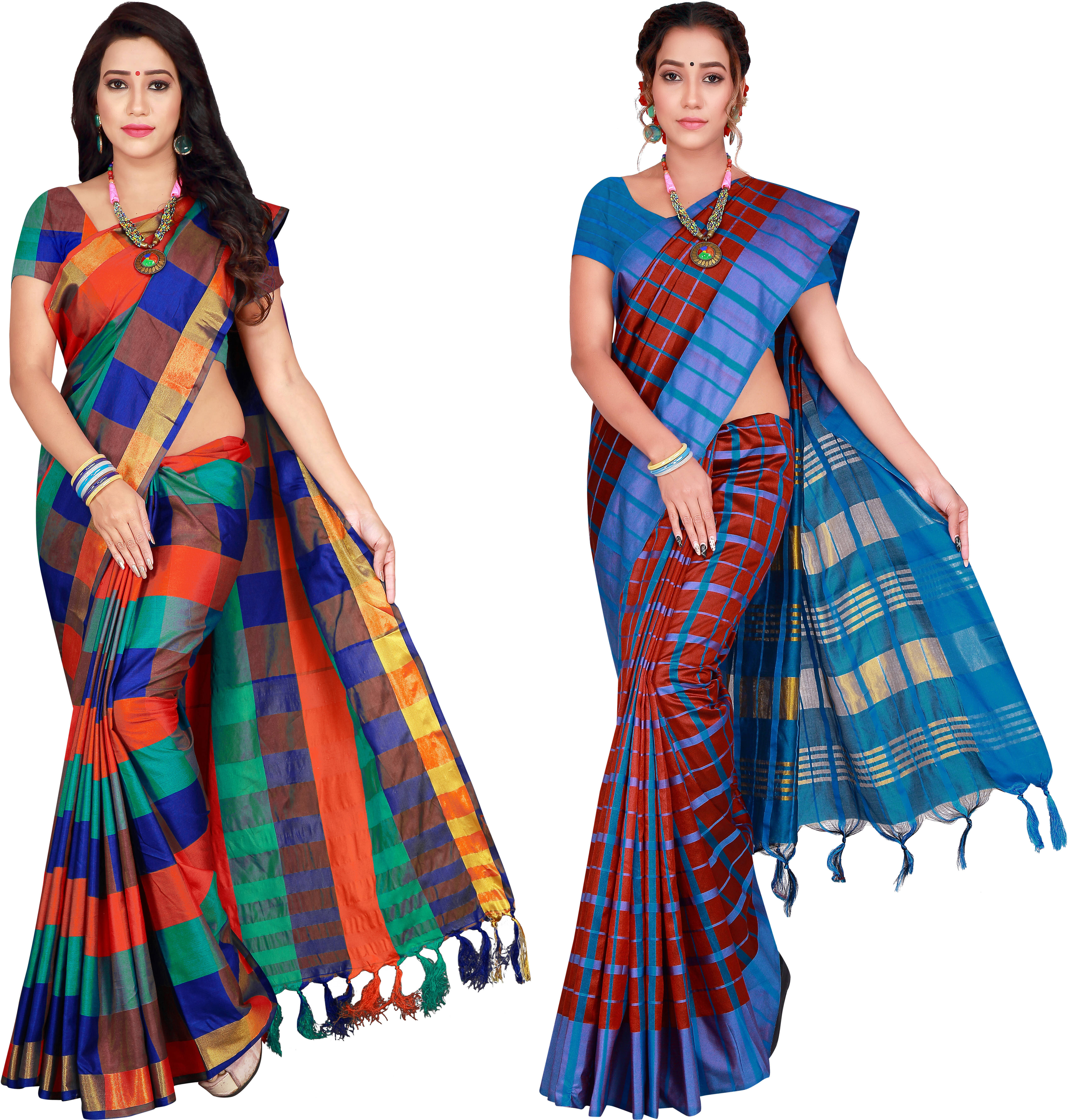     			Priyansh Creation Cotton Silk Printed Saree With Unstitched Blouse Piece ( Multicolor )