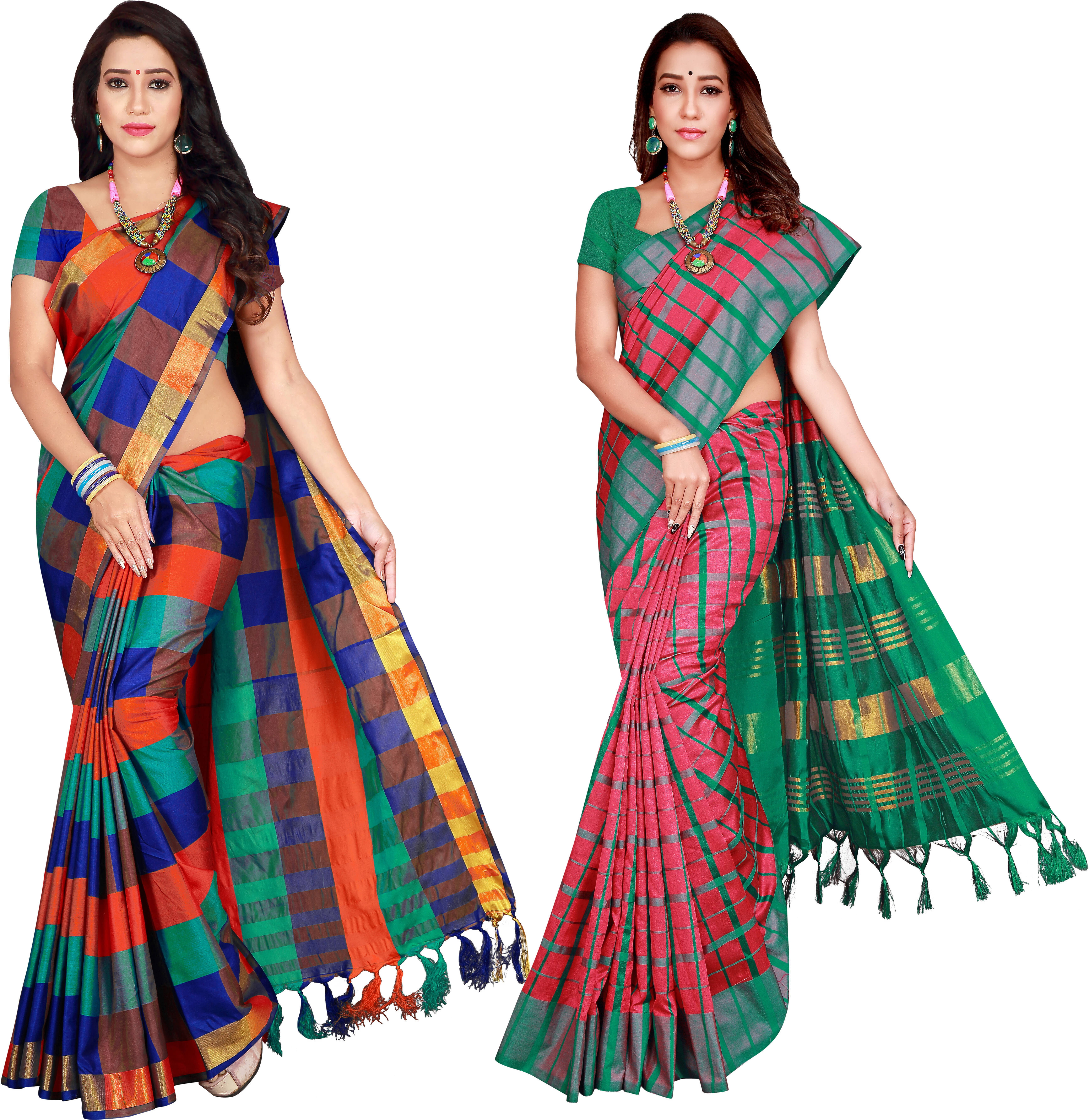     			Priyansh Creation Cotton Silk Printed Saree With Unstitched Blouse Piece ( Multicolor )