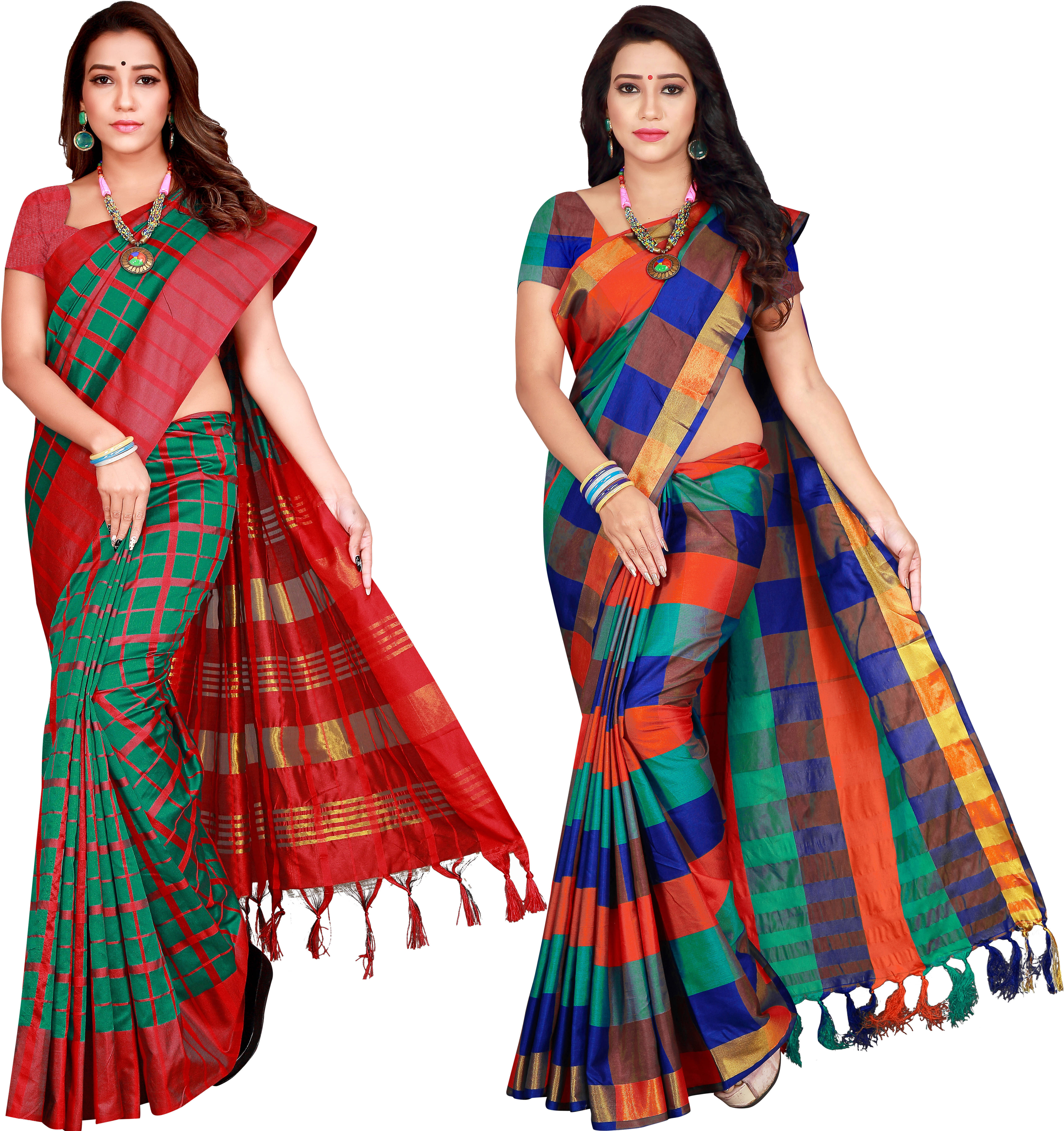     			Priyansh Creation Cotton Silk Printed Saree With Unstitched Blouse Piece ( Multicolor )