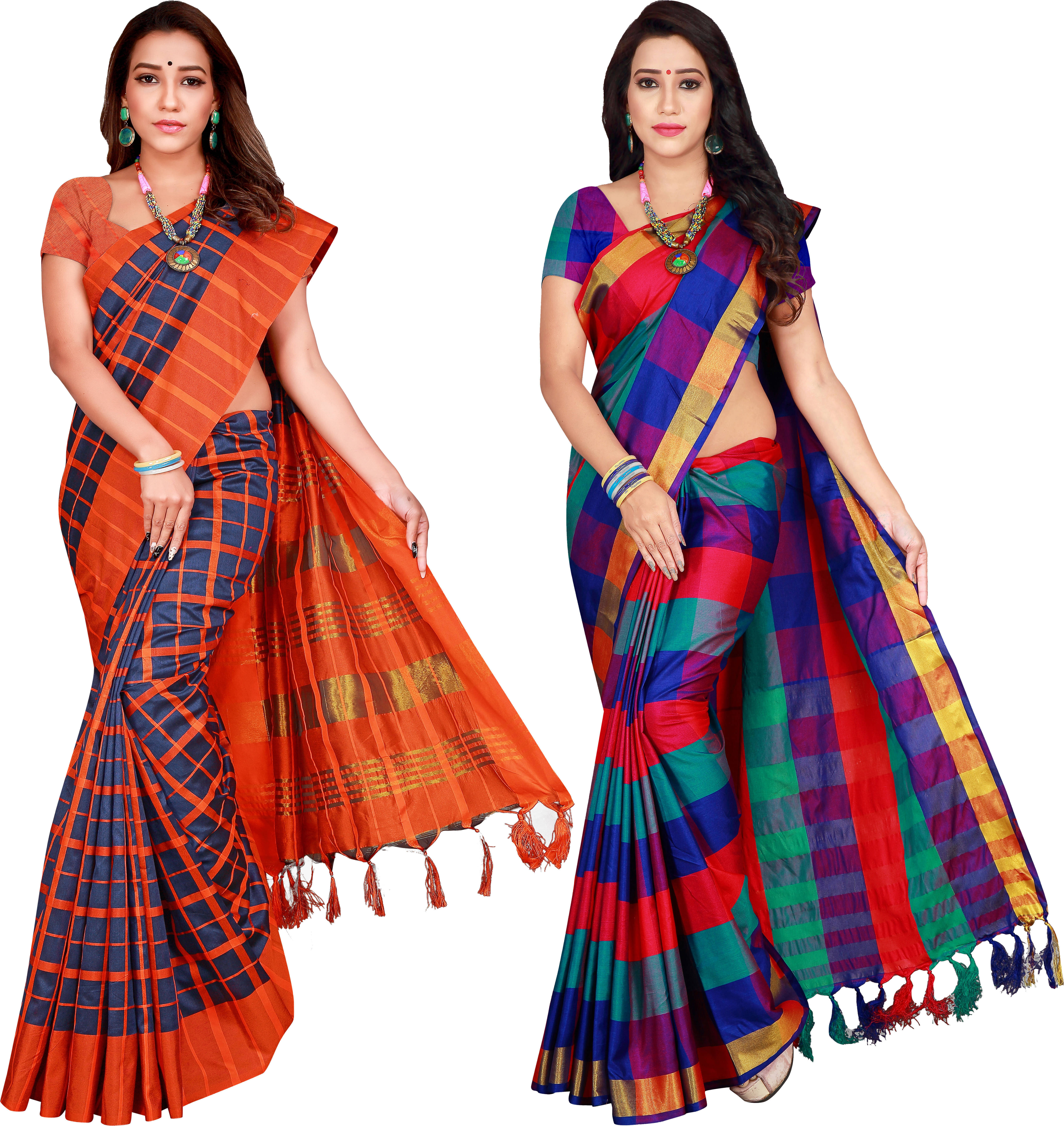     			Priyansh Creation Cotton Silk Printed Saree With Unstitched Blouse Piece ( Multicolor )