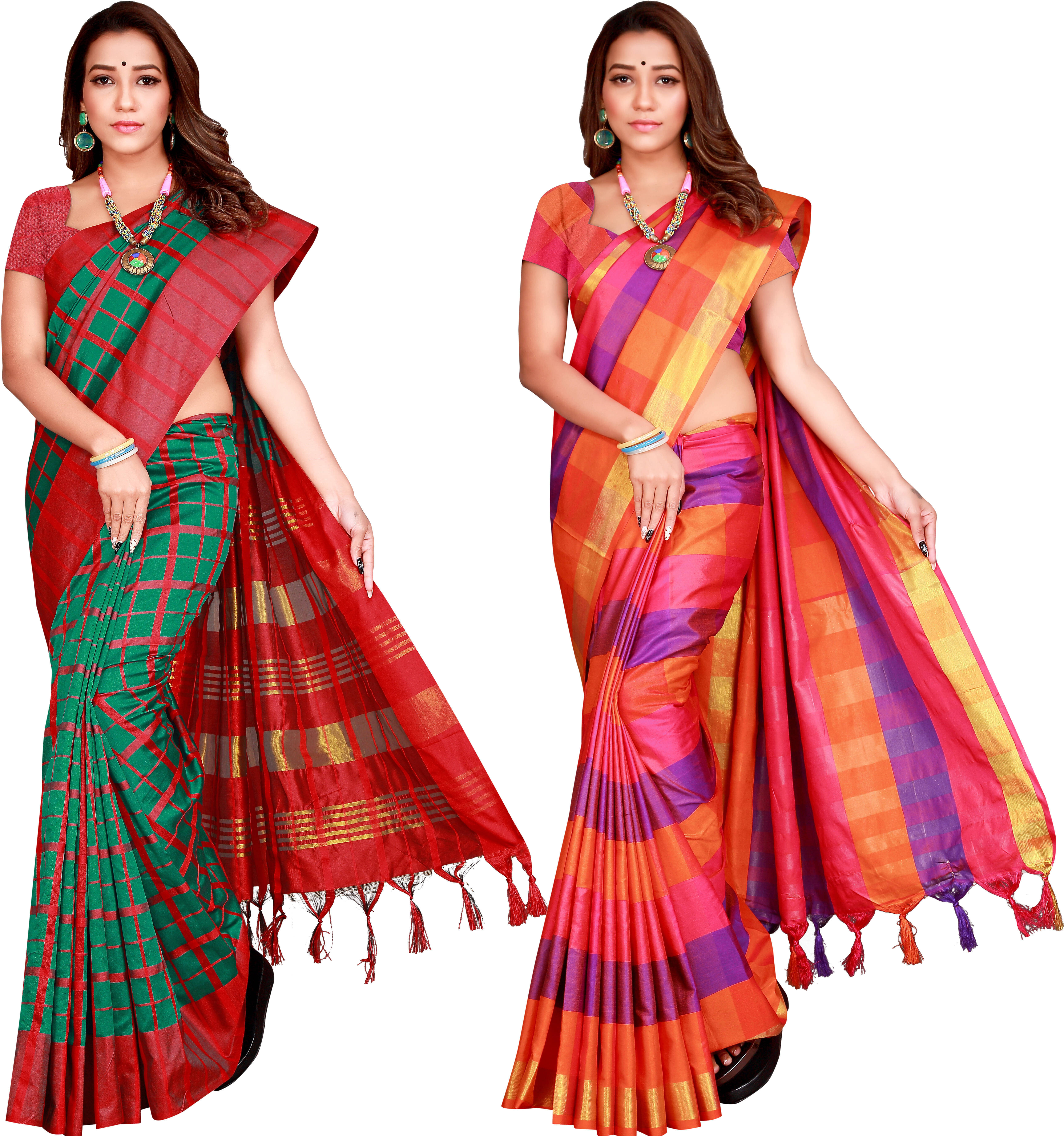     			Priyansh Creation Cotton Silk Printed Saree With Unstitched Blouse Piece ( Multicolor )