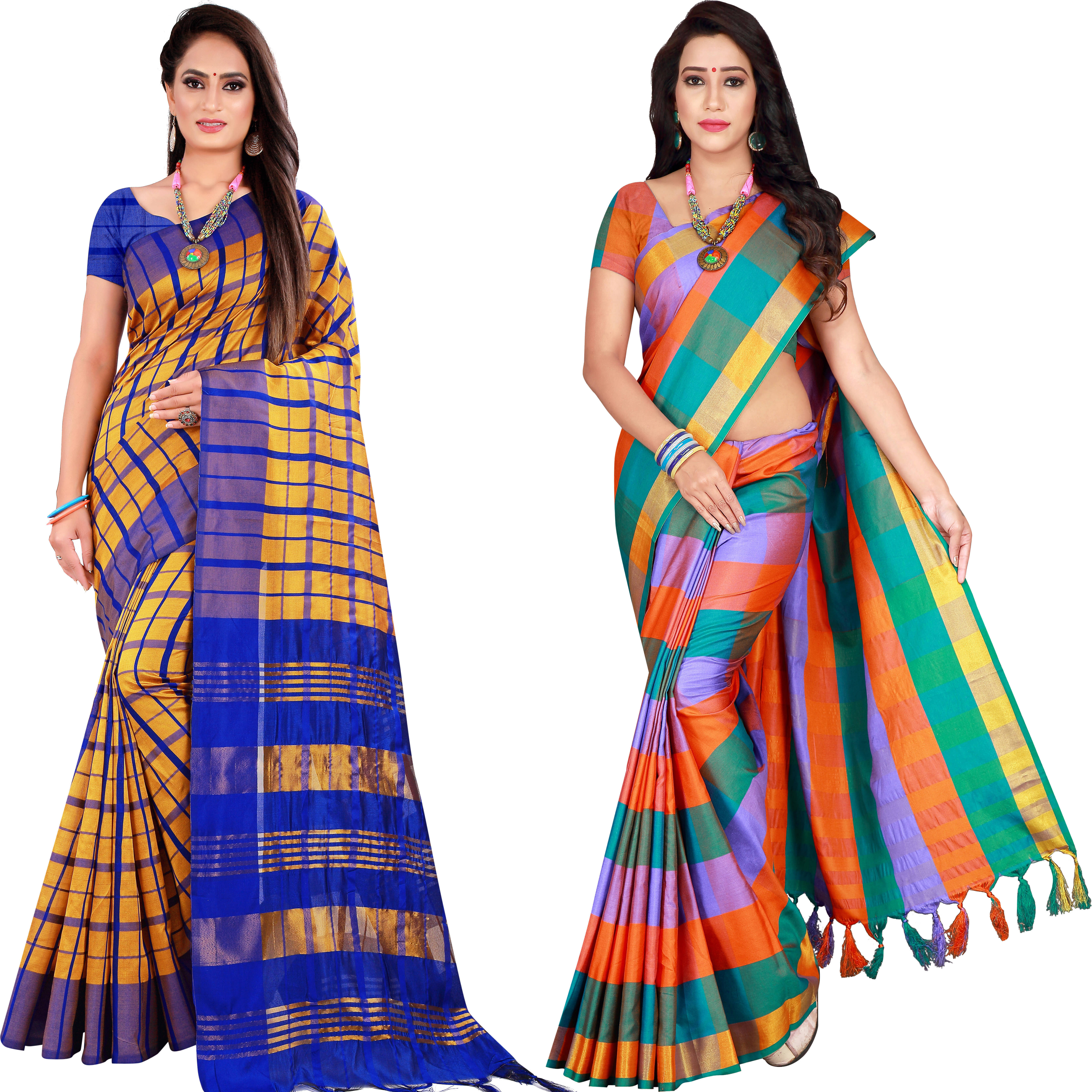     			Priyansh Creation Cotton Silk Printed Saree With Unstitched Blouse Piece ( Multicolor )