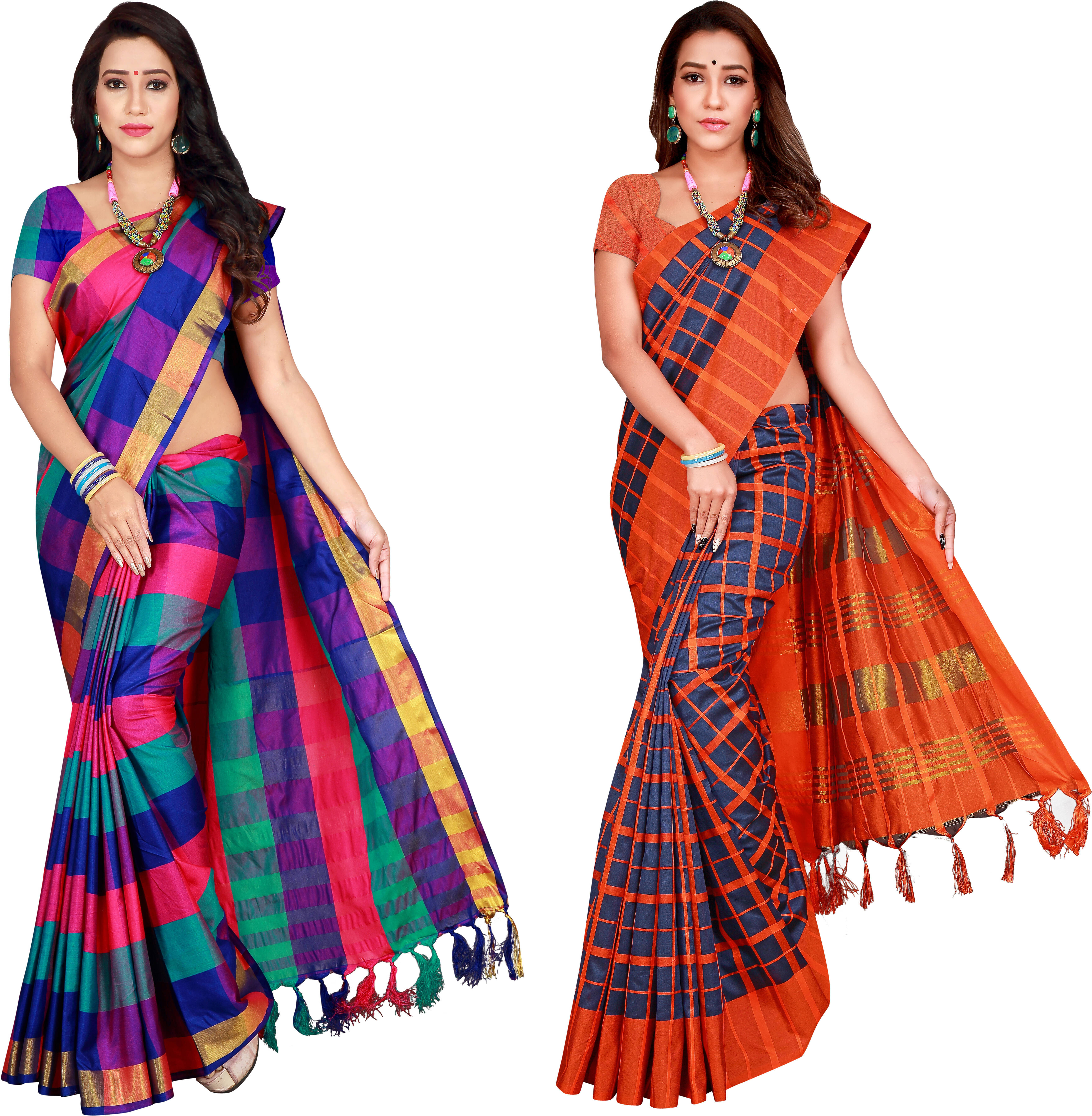     			Priyansh Creation Cotton Silk Printed Saree With Unstitched Blouse Piece ( Multicolor )