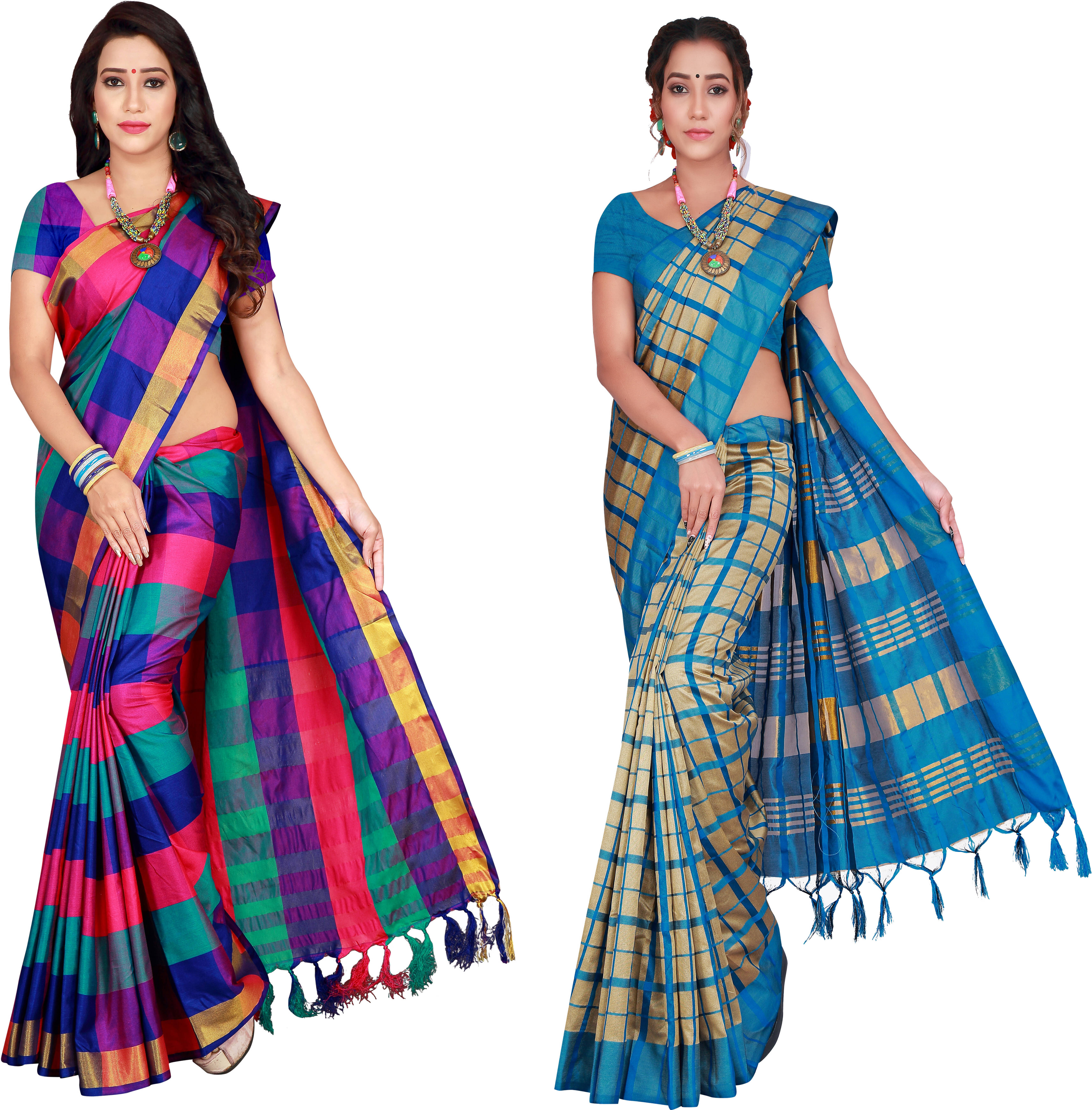     			Priyansh Creation Cotton Silk Printed Saree With Unstitched Blouse Piece ( Multicolor )