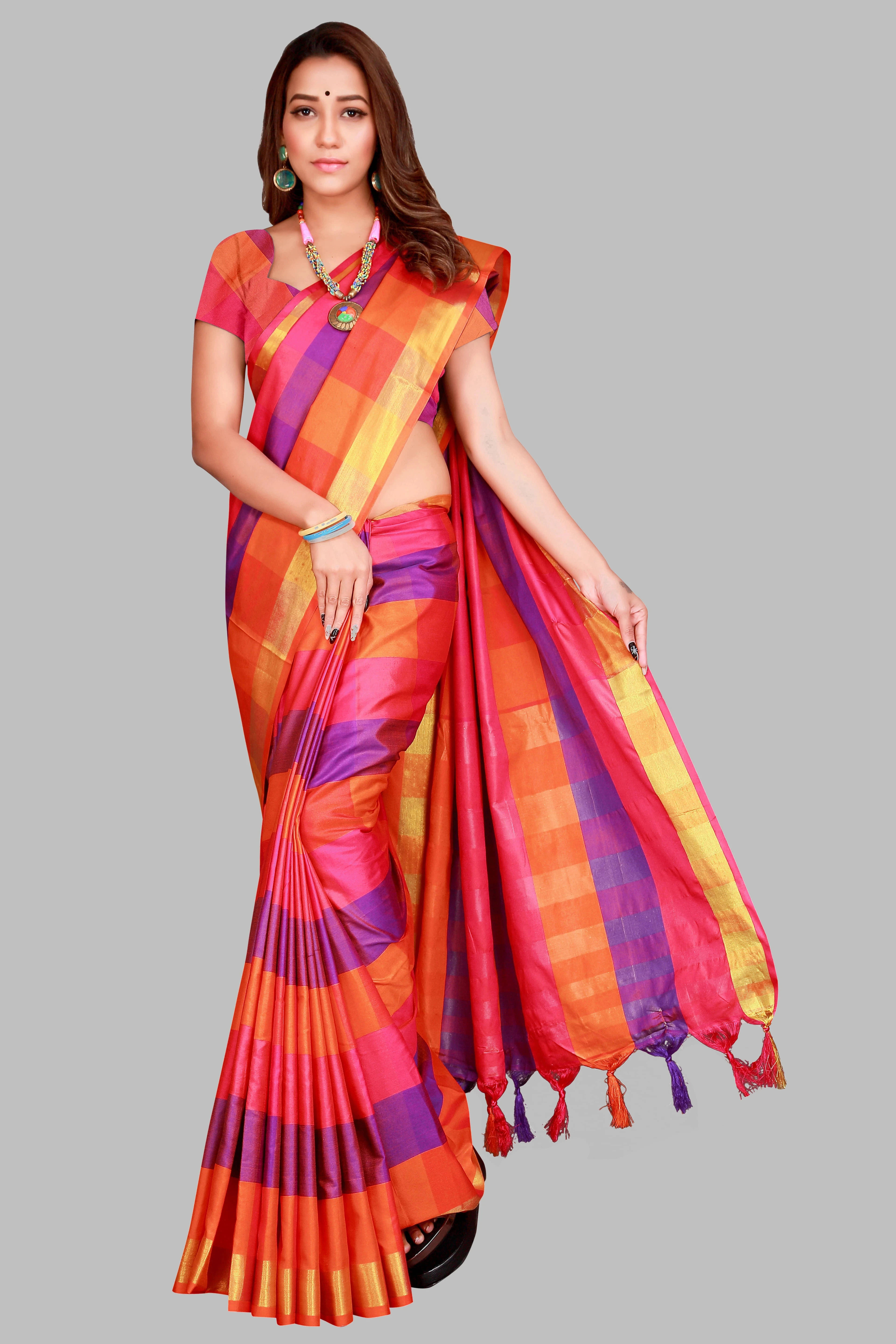     			Priyansh Creation Cotton Silk Printed Saree With Unstitched Blouse Piece ( Multicolor )