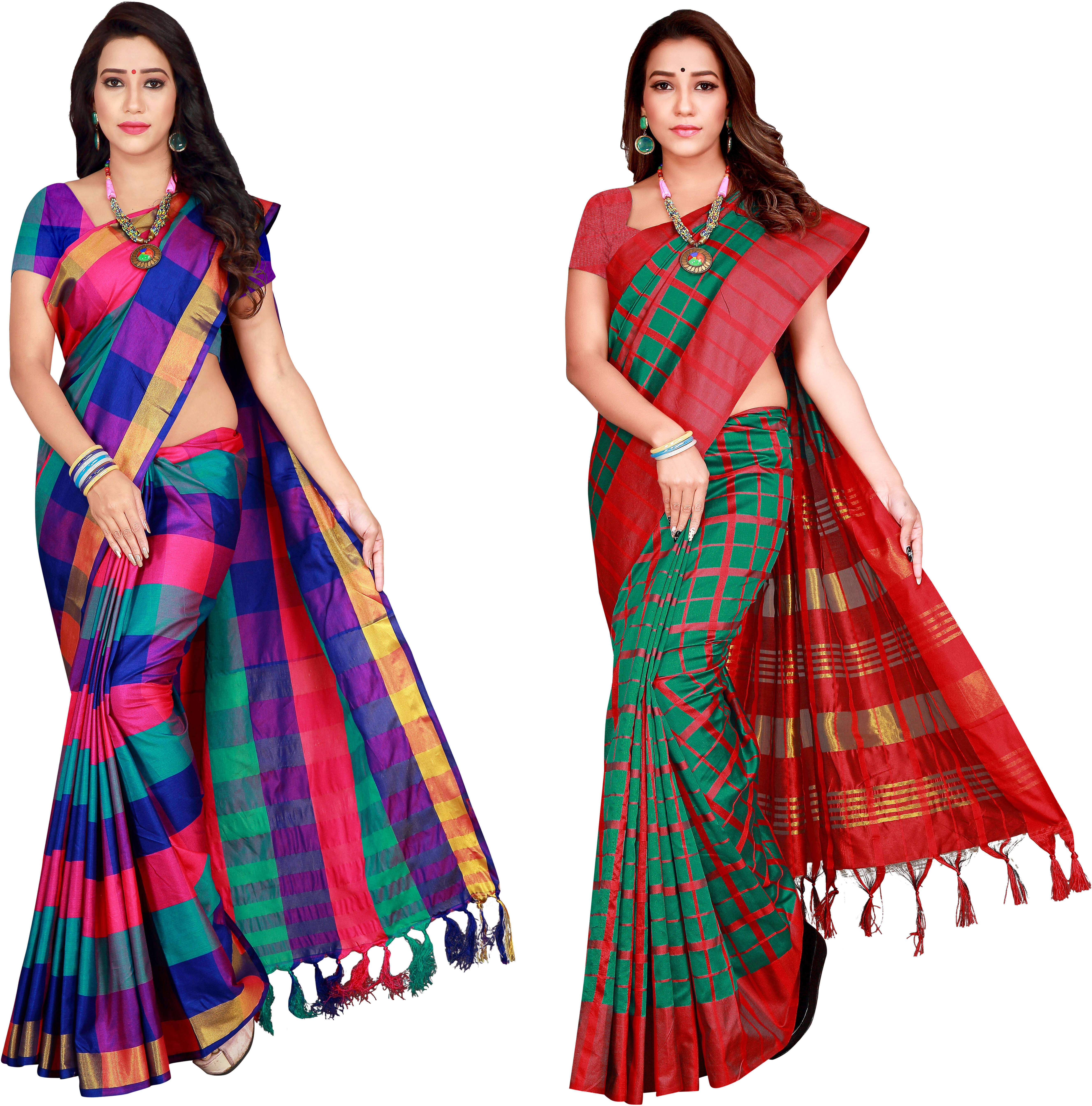     			Priyansh Creation Cotton Silk Printed Saree With Unstitched Blouse Piece ( Multicolor )