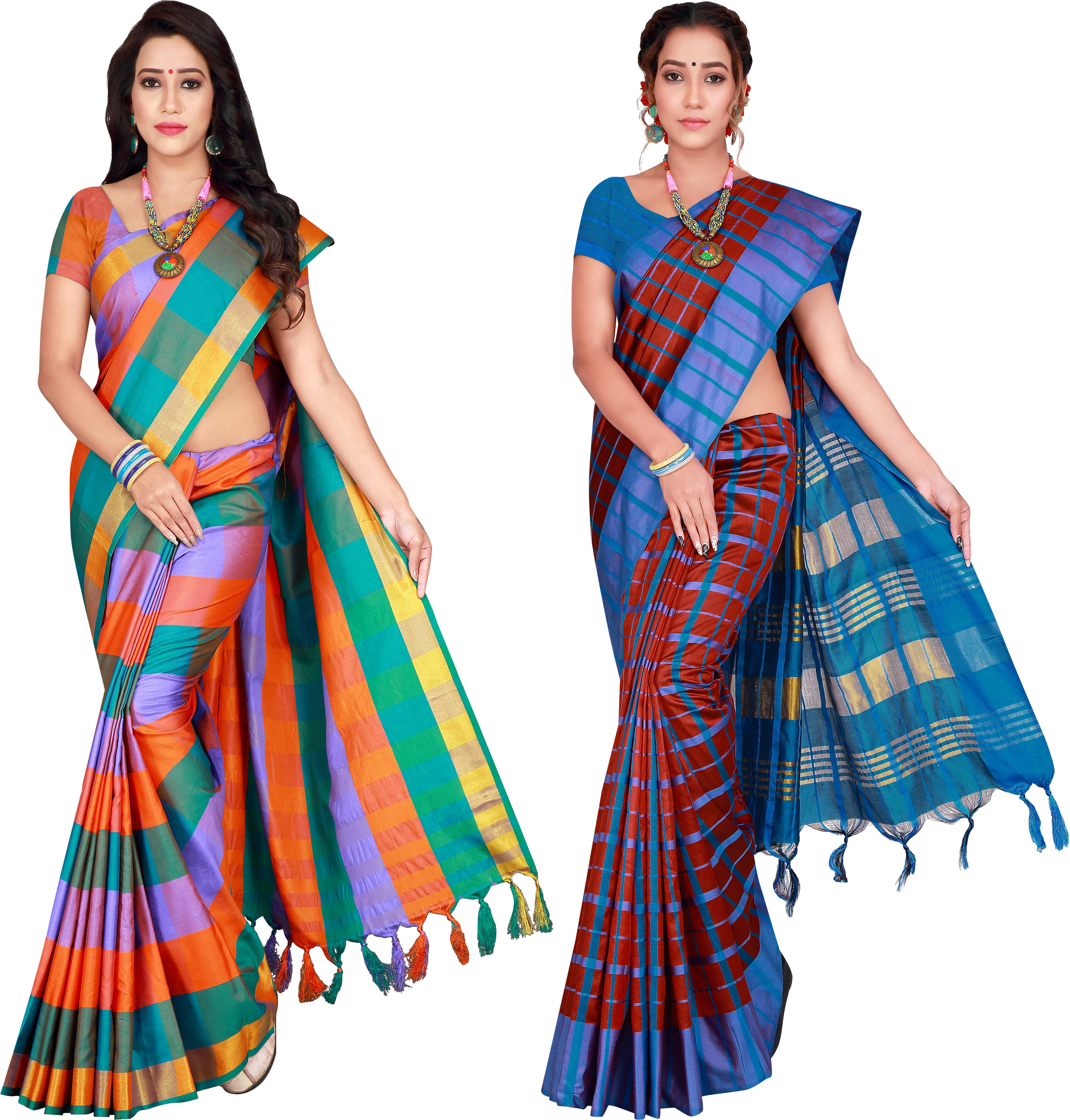     			Priyansh Creation Cotton Silk Printed Saree With Unstitched Blouse Piece ( Multicolor )