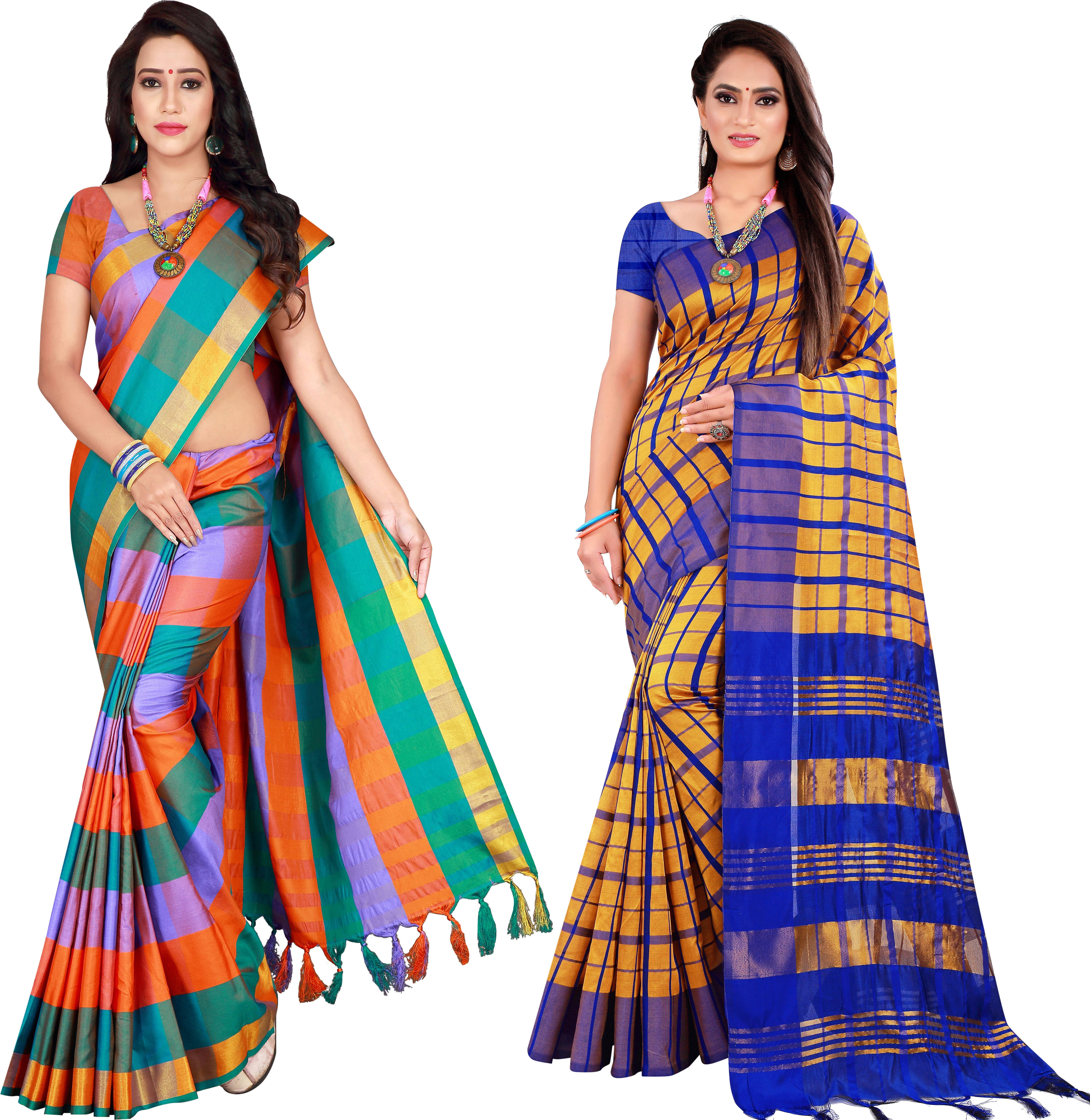     			Priyansh Creation Cotton Silk Printed Saree With Unstitched Blouse Piece ( Multicolor )