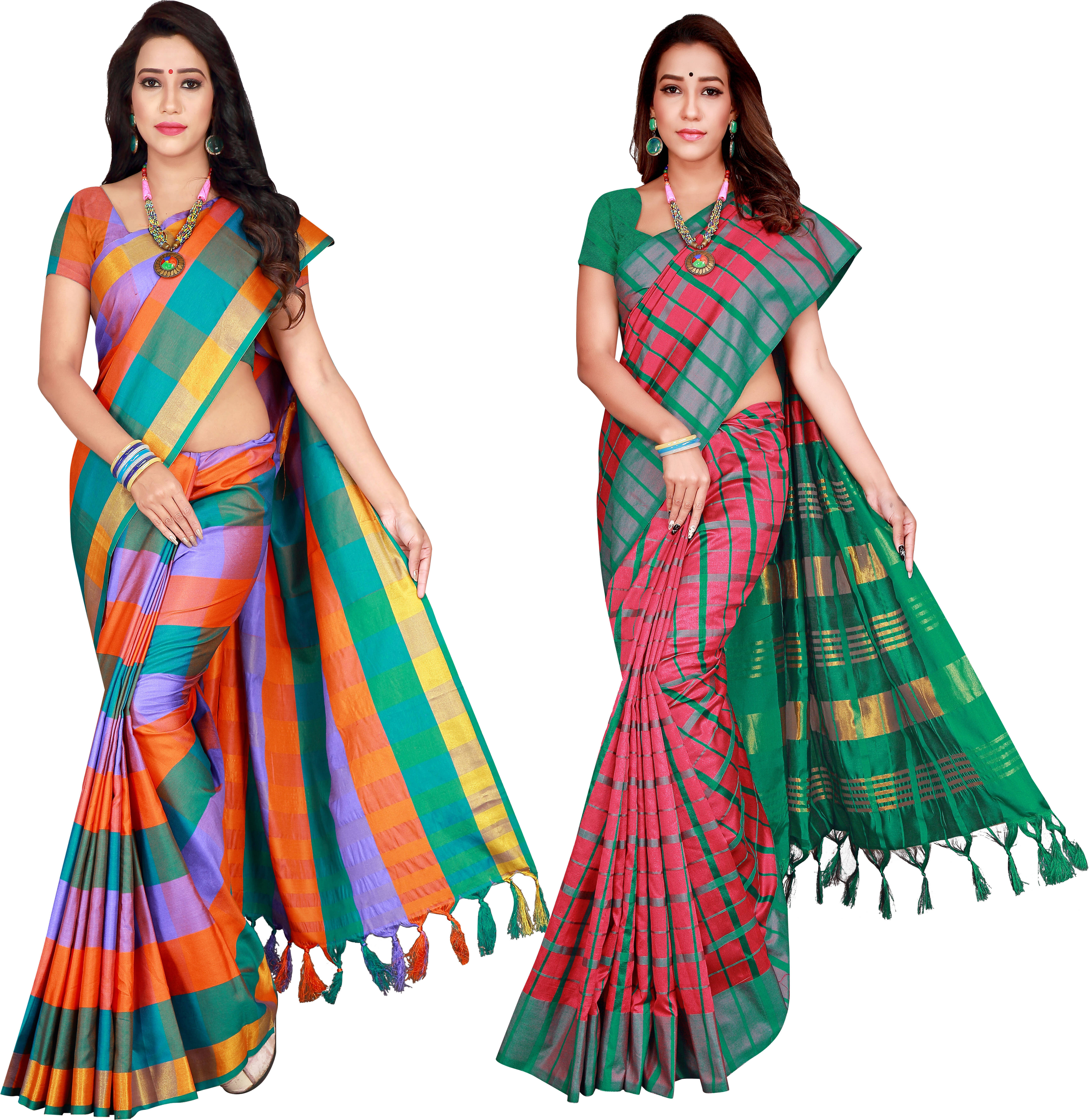     			Priyansh Creation Cotton Silk Printed Saree With Unstitched Blouse Piece ( Multicolor )