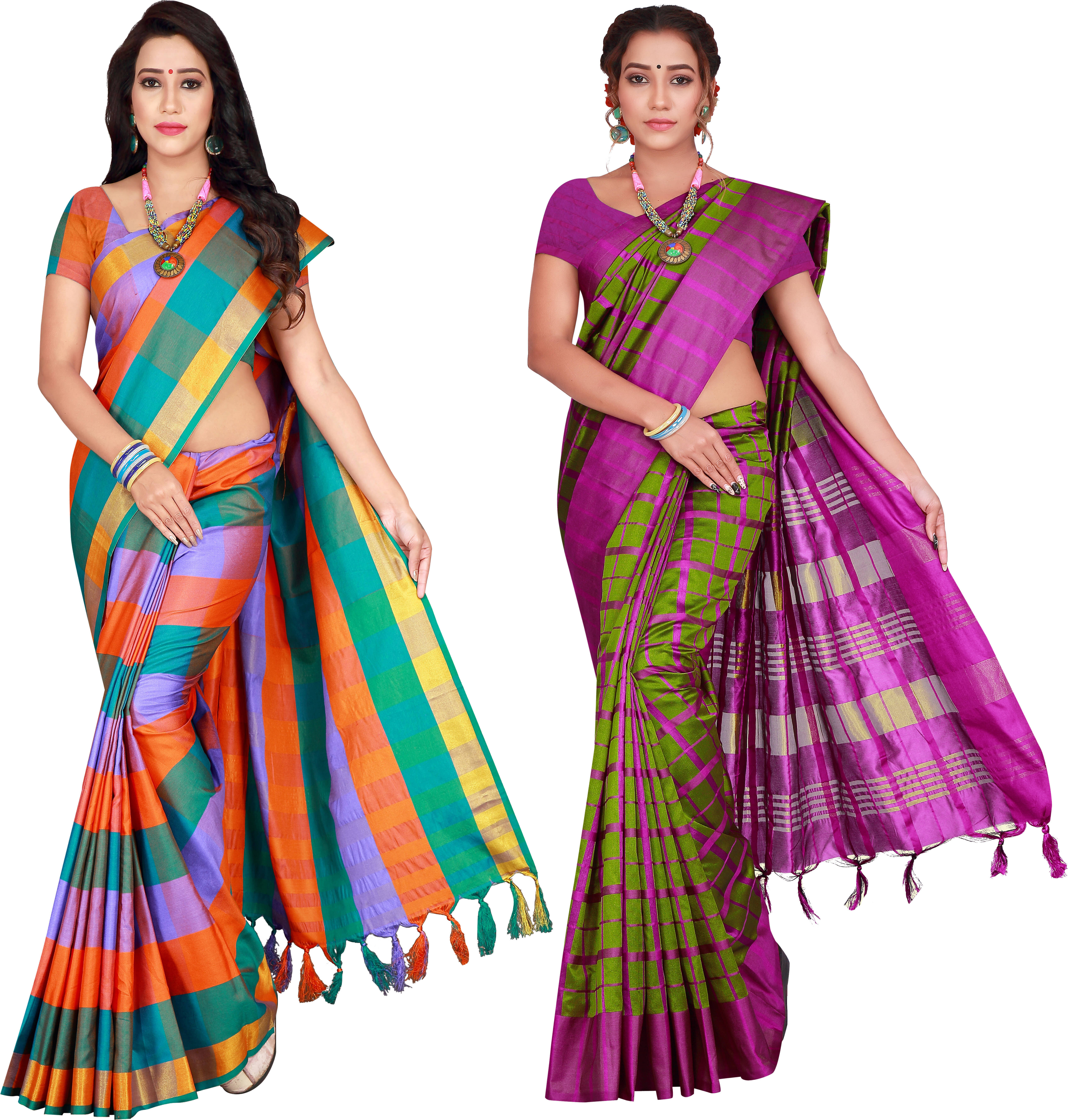     			Priyansh Creation Cotton Silk Printed Saree With Unstitched Blouse Piece ( Multicolor )