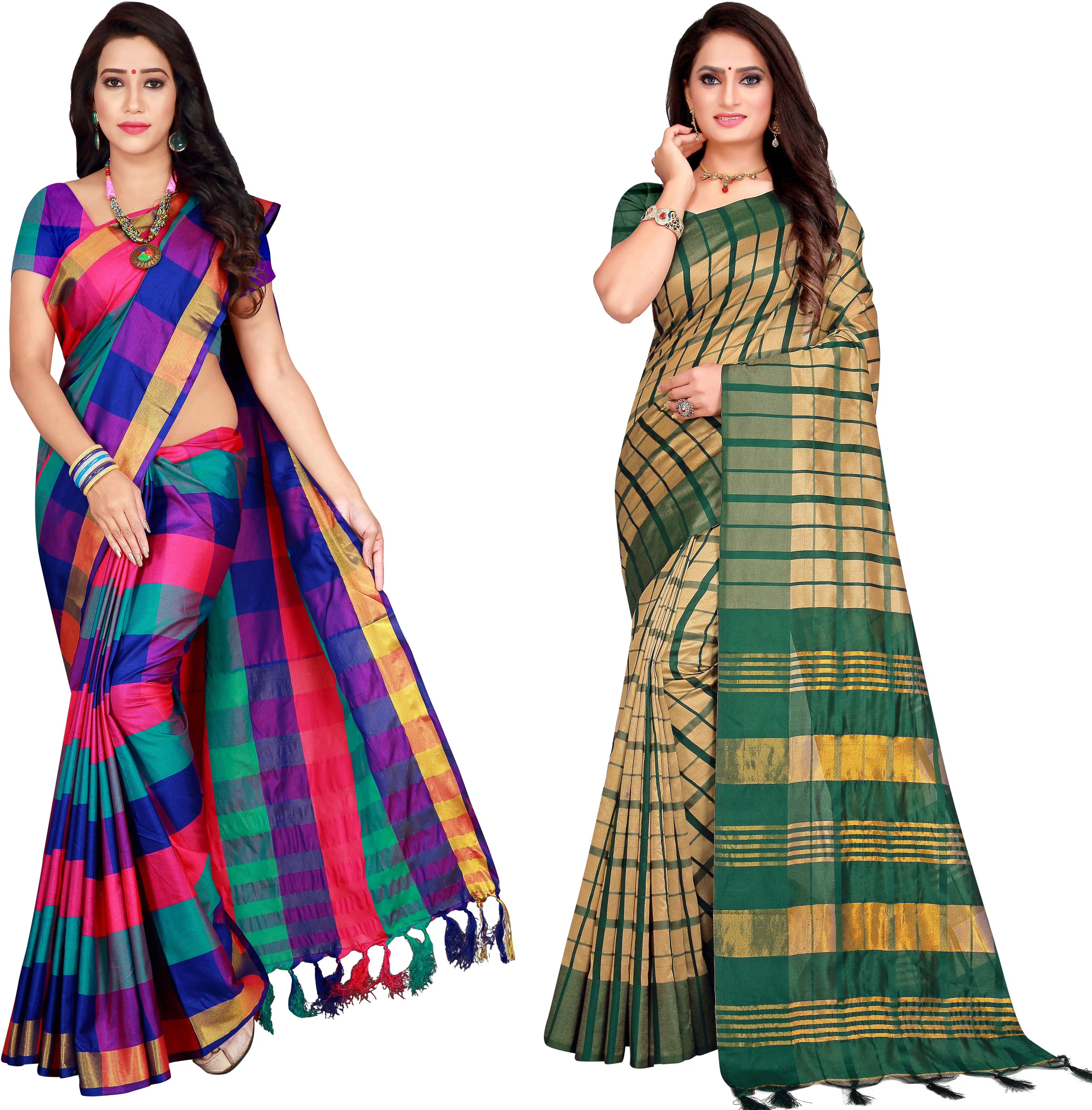     			Priyansh Creation Cotton Silk Printed Saree With Unstitched Blouse Piece ( Multicolor )