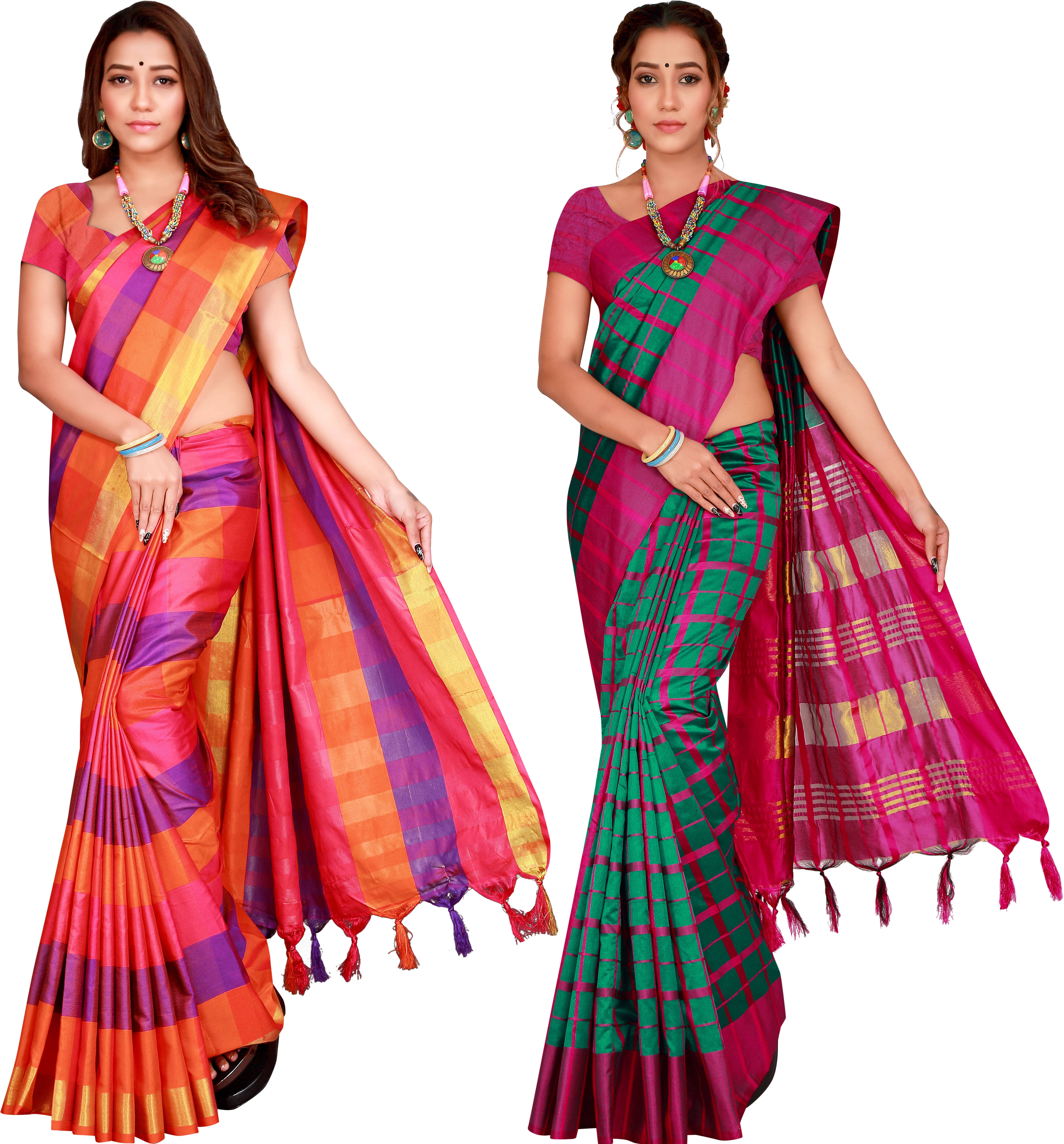     			Priyansh Creation Cotton Silk Printed Saree With Unstitched Blouse Piece ( Multicolor )