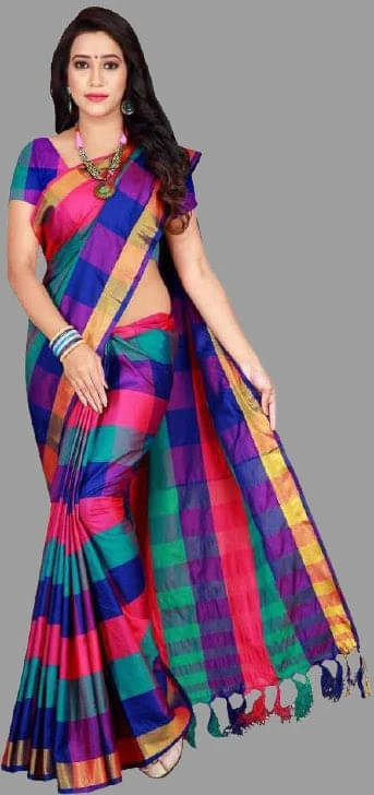     			Priyansh Creation Silk Blend Printed Saree With Unstitched Blouse Piece ( Multicolor )