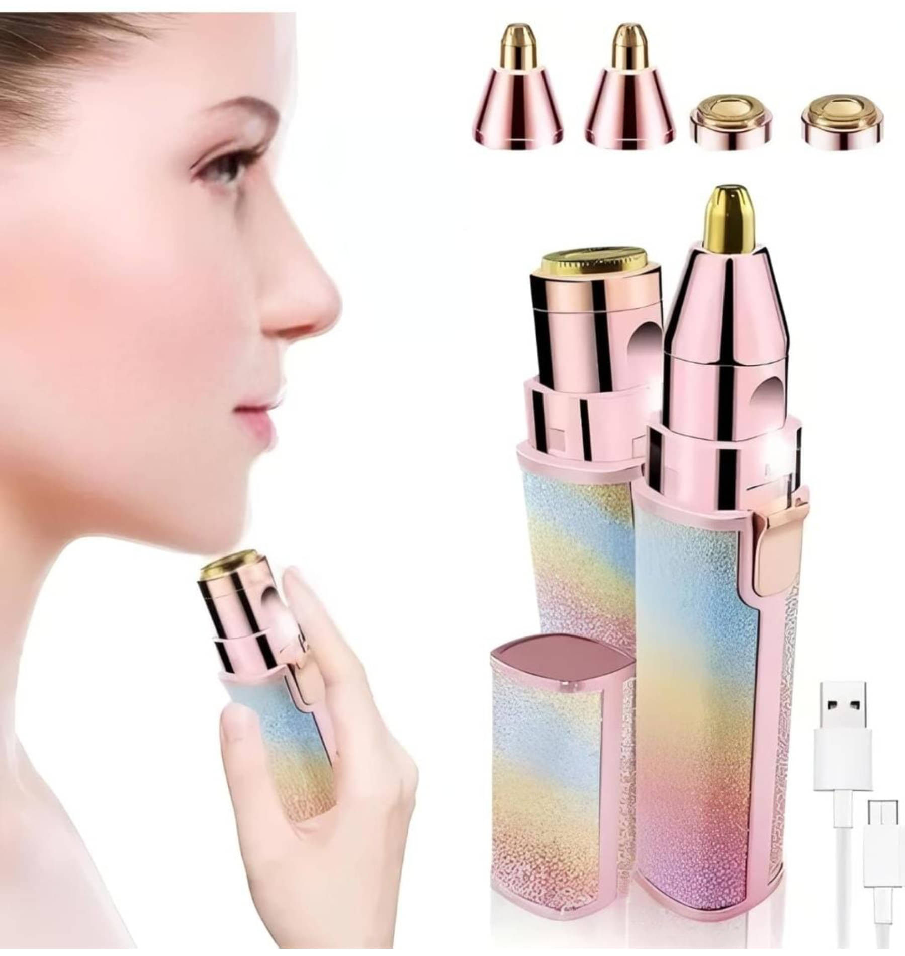     			QitmirMKT 2-in-1 Eyebrow Trimmer for Women - Hair Remover - Face, Upper Lips BL1 Multicolor Cordless Eyebrow Trimmer With 45 minutes Runtime