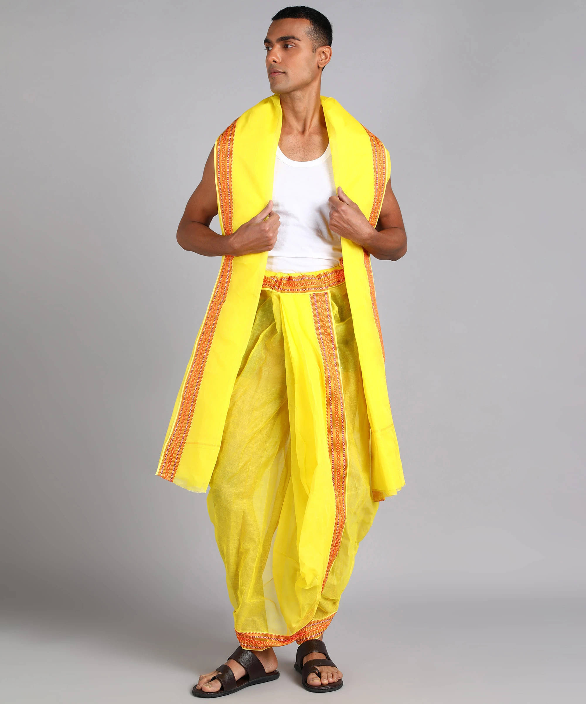 Sac shree aparajeet creations Cotton Men's Dhoti Yellow ( Pack of 1 ) Sac shree aparajeet creations Cotton Men's Dhoti Yellow ( Pack of 1 )