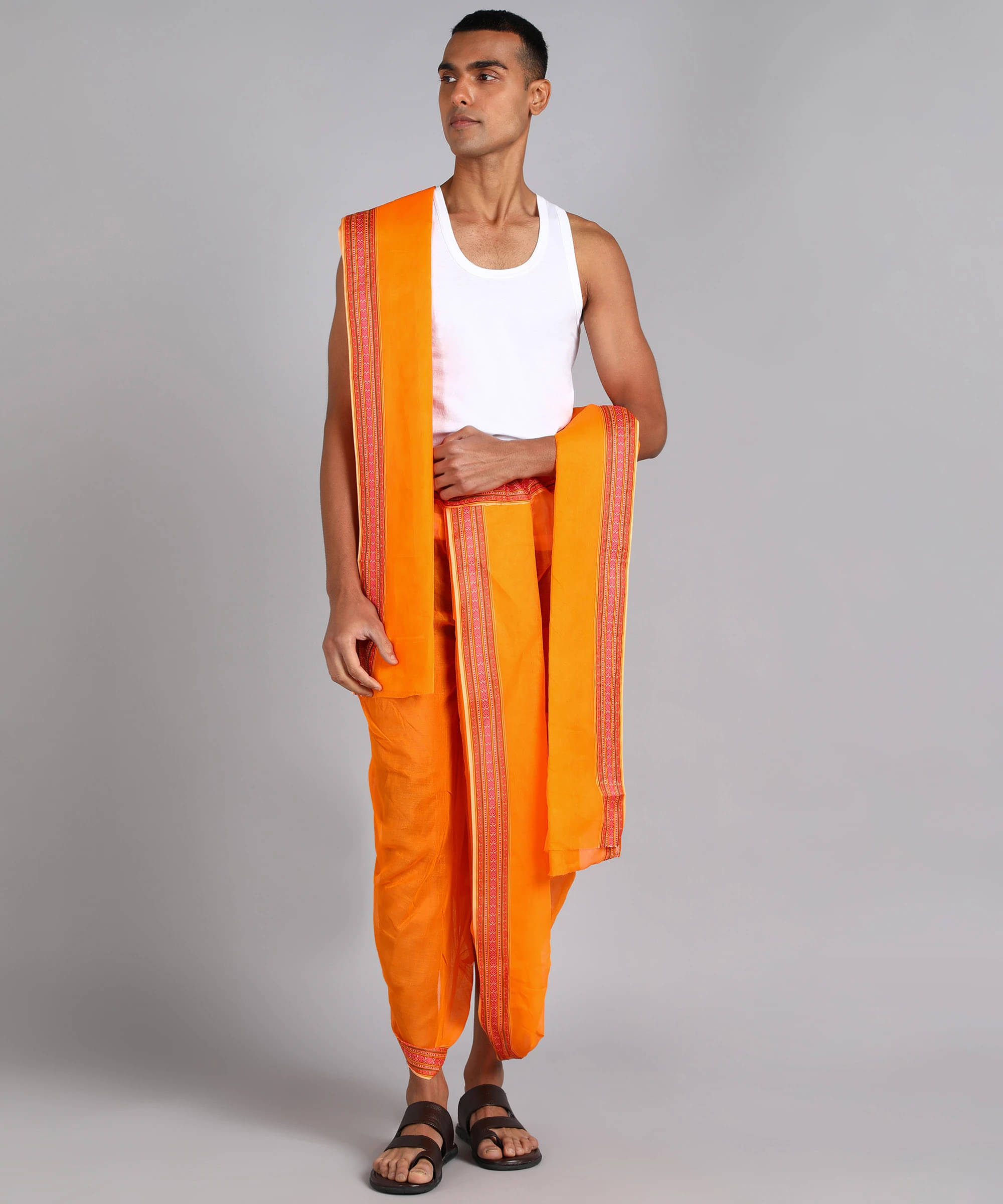 Sac shree aparajeet creations Cotton Men's Dhoti Orange ( Pack of 1 ) Sac shree aparajeet creations Cotton Men's Dhoti Orange ( Pack of 1 )
