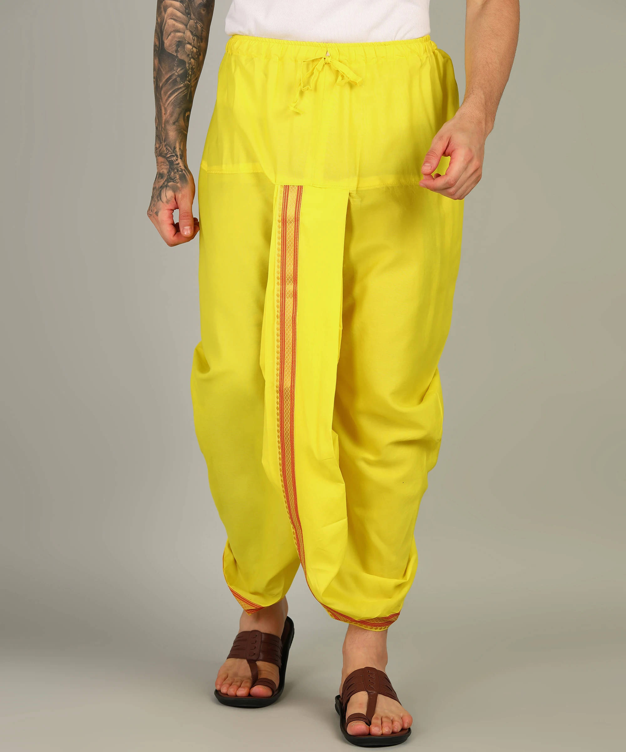 Sac shree aparajeet creations Silk Men's Dhoti Yellow ( Pack of 1 ) Sac shree aparajeet creations Silk Men's Dhoti Yellow ( Pack of 1 )