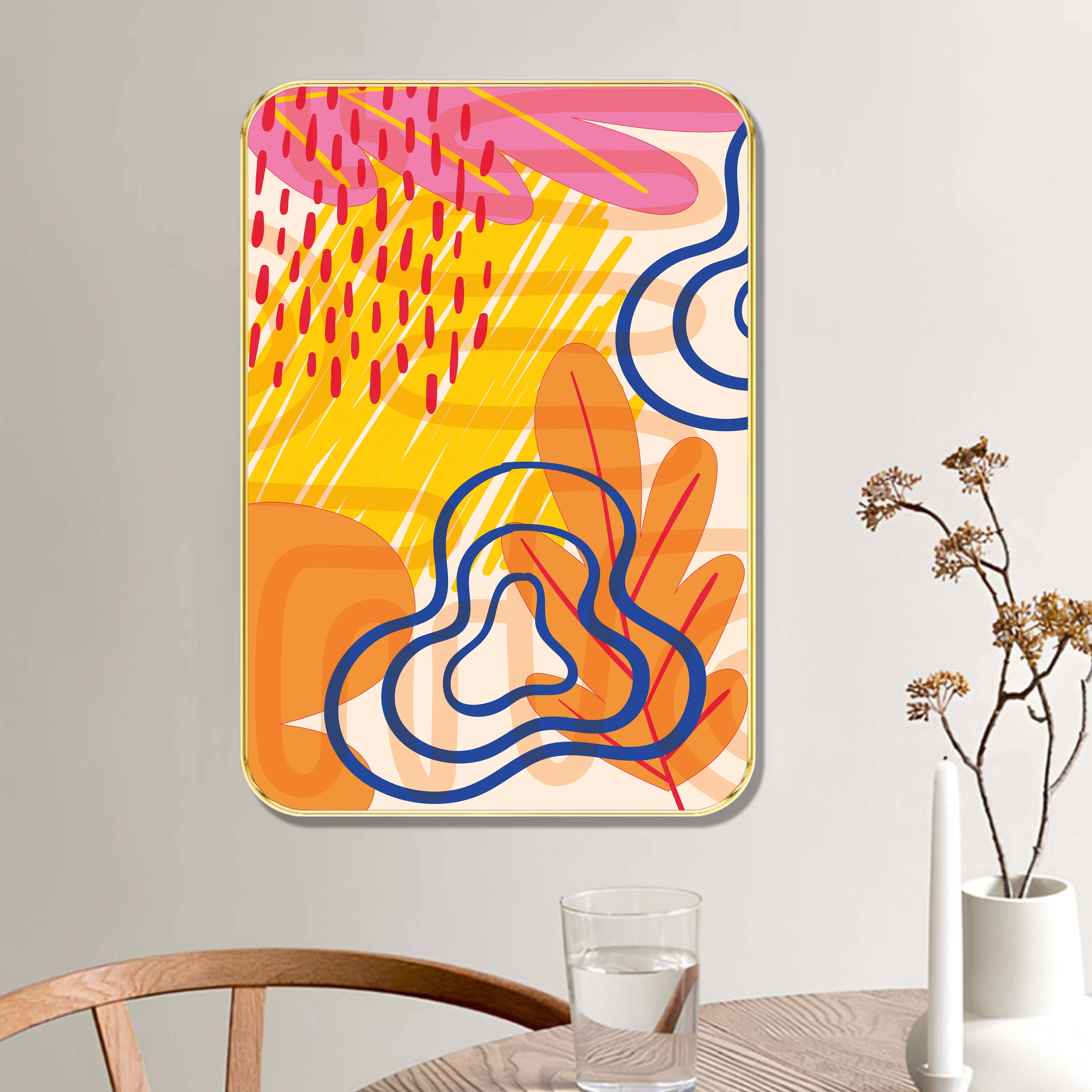 Saf Abstract Color Splash Wall Art – Modern Vibrant Painting with Bold Shapes & Golden Frame | Bright Multicolor Wall Decor for Living Room, Office, Studio & Kids Room Saf Abstract Color Splash Wall Art – Modern Vibrant Painting with Bold Shapes & Golden Frame | Bright Multicolor Wall Decor for Living Room, Office, Studio & Kids Room