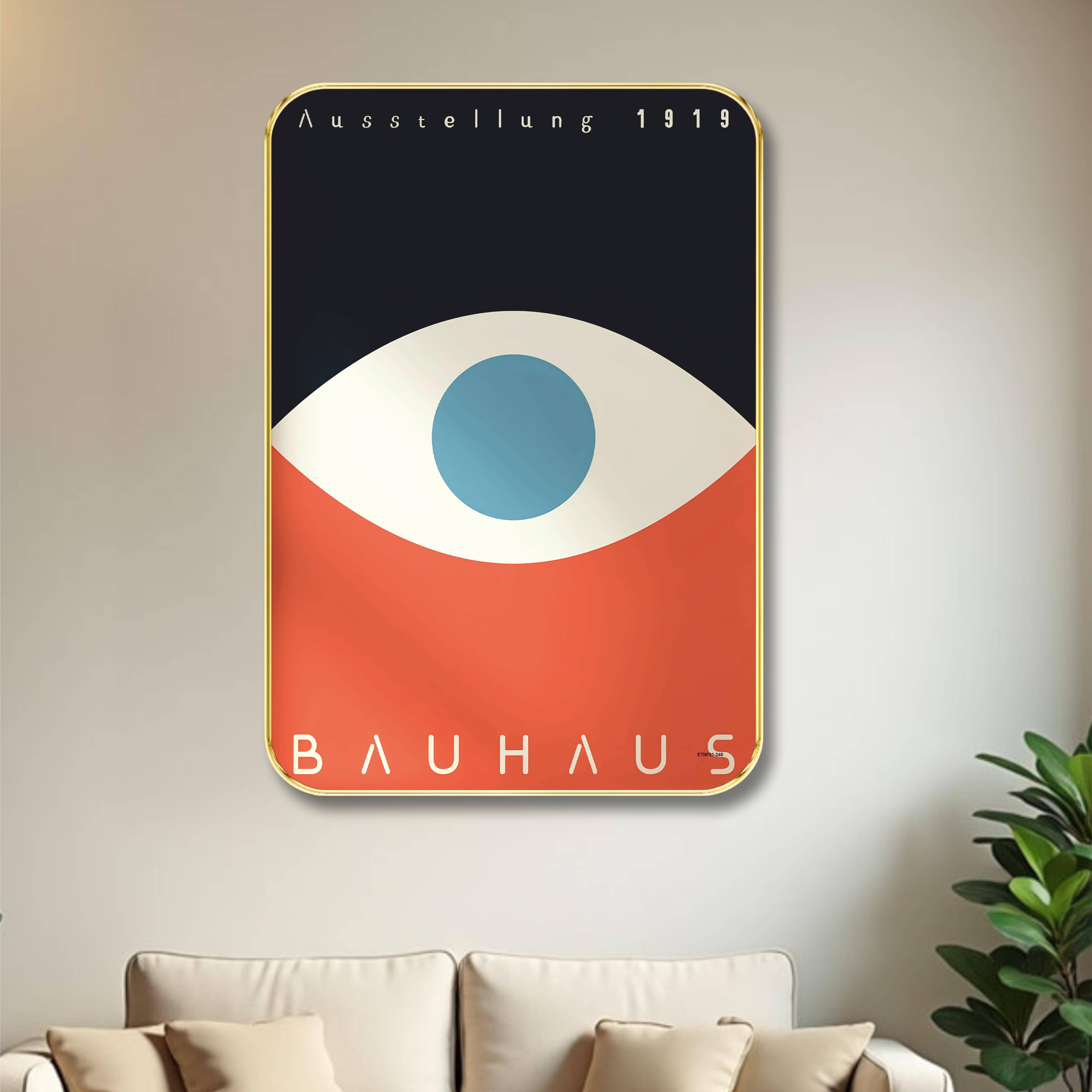 Saf Bauhaus Eye Abstract Wall Art | Ausstellung 1919 Minimalist Retro painting | Framed Geometric Design for Modern Living Room, Study, Office | Vintage Color Palette Saf Bauhaus Eye Abstract Wall Art | Ausstellung 1919 Minimalist Retro painting | Framed Geometric Design for Modern Living Room, Study, Office | Vintage Color Palette