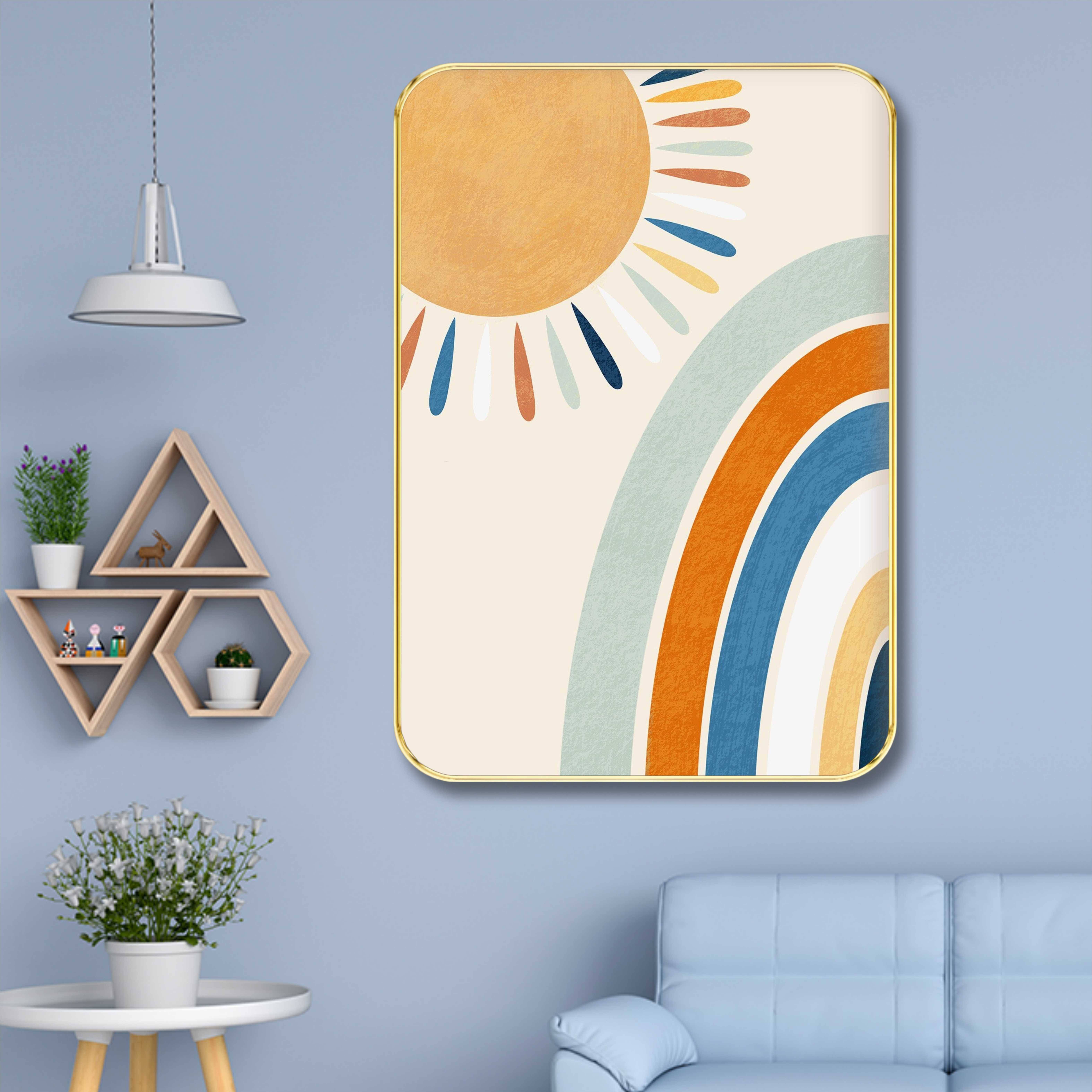 Saf Boho Sun & Rainbow Wall Art – Minimalist Abstract Poster in Warm Earth Tones – Modern Aesthetic Painting for Living Room, Nursery, or Kids’ Room Decor Saf Boho Sun & Rainbow Wall Art – Minimalist Abstract Poster in Warm Earth Tones – Modern Aesthetic Painting for Living Room, Nursery, or Kids’ Room Decor