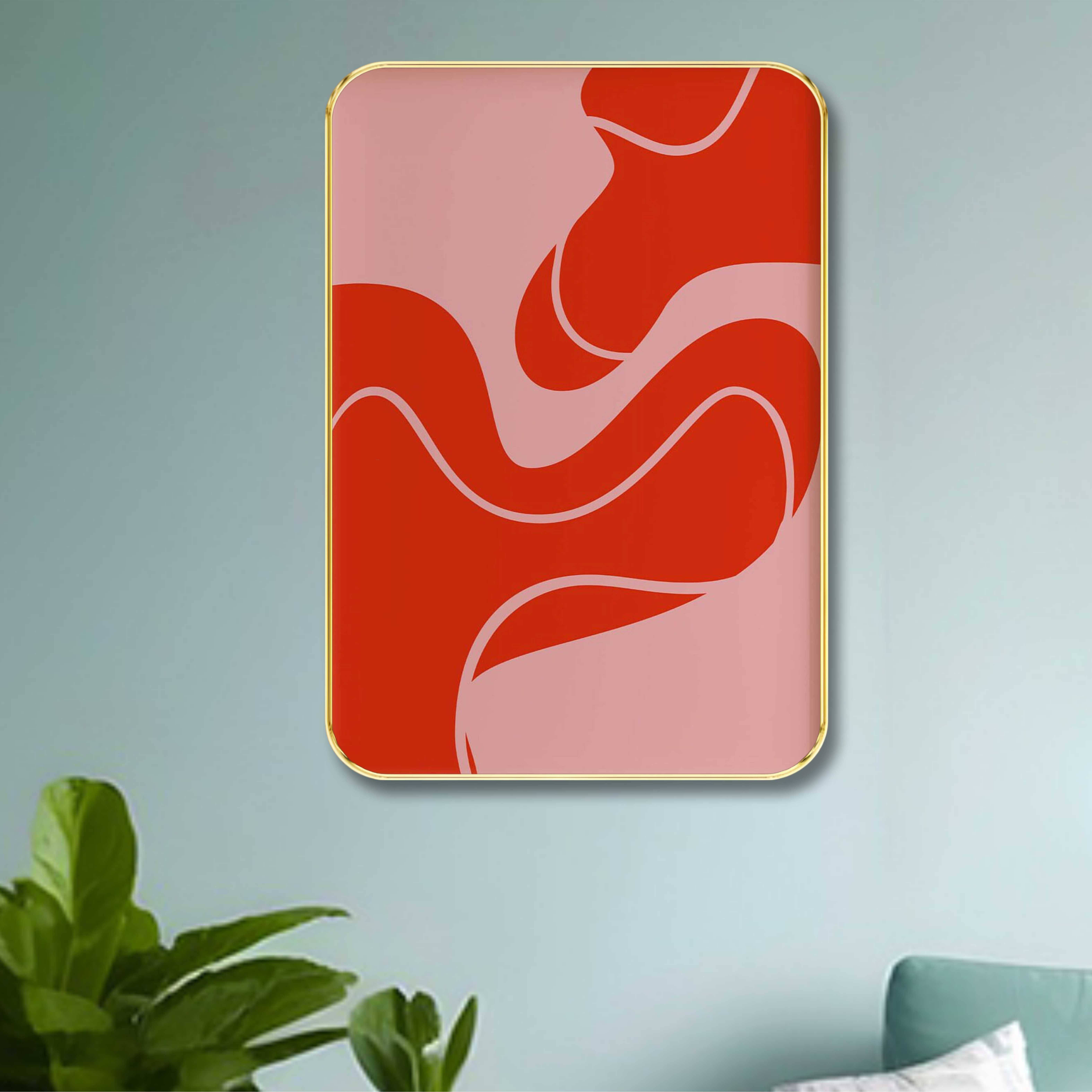 Saf Modern Abstract Wall Art – Bold Red Fluid Design on Pink Background – Stylish Framed Painting for Living Room, Bedroom & Office Decor     			Saf Modern Abstract Wall Art – Bold Red Fluid Design on Pink Background – Stylish Framed Painting for Living Room, Bedroom & Office Decor