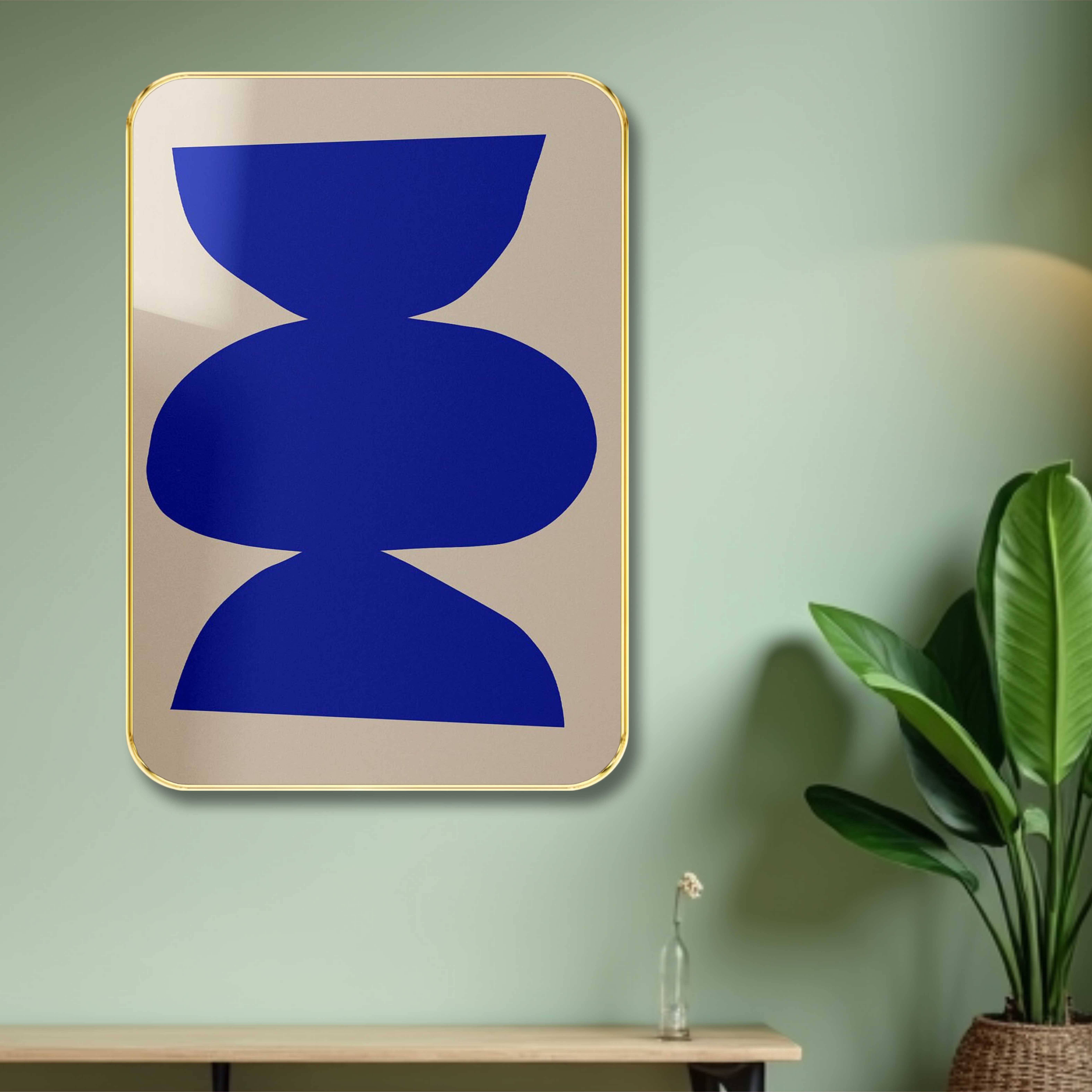 Saf Modern Minimalist Wall Art – Geometric Abstract Blue Shape on Beige Background for Home, Office, or Gallery Decor Saf Modern Minimalist Wall Art – Geometric Abstract Blue Shape on Beige Background for Home, Office, or Gallery Decor