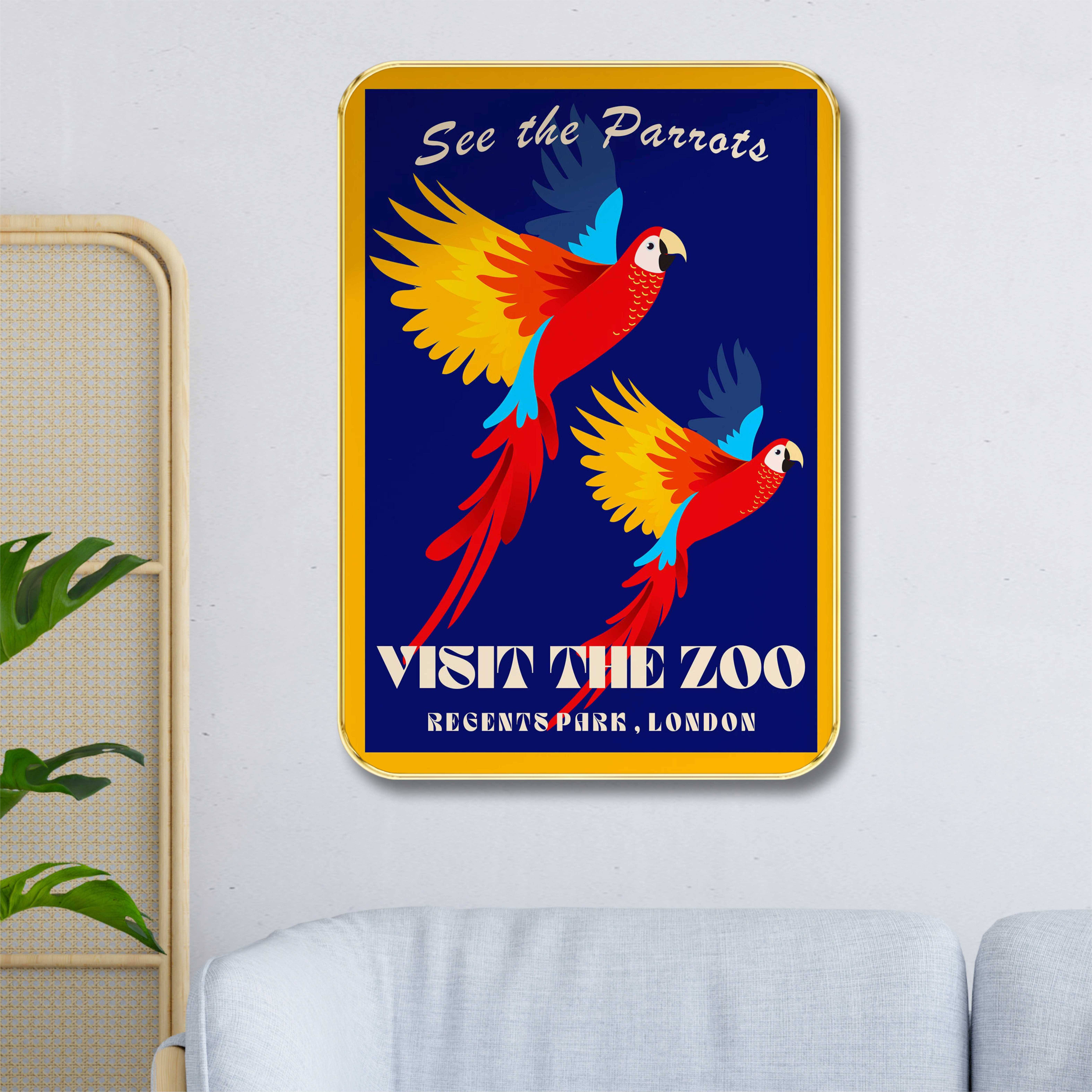     			Saf Visit the Zoo Parrot Wall Art – Retro Macaw Bird Poster – Colorful Tropical Wildlife Decor for Living Room, Kids Room & Gallery Walls
