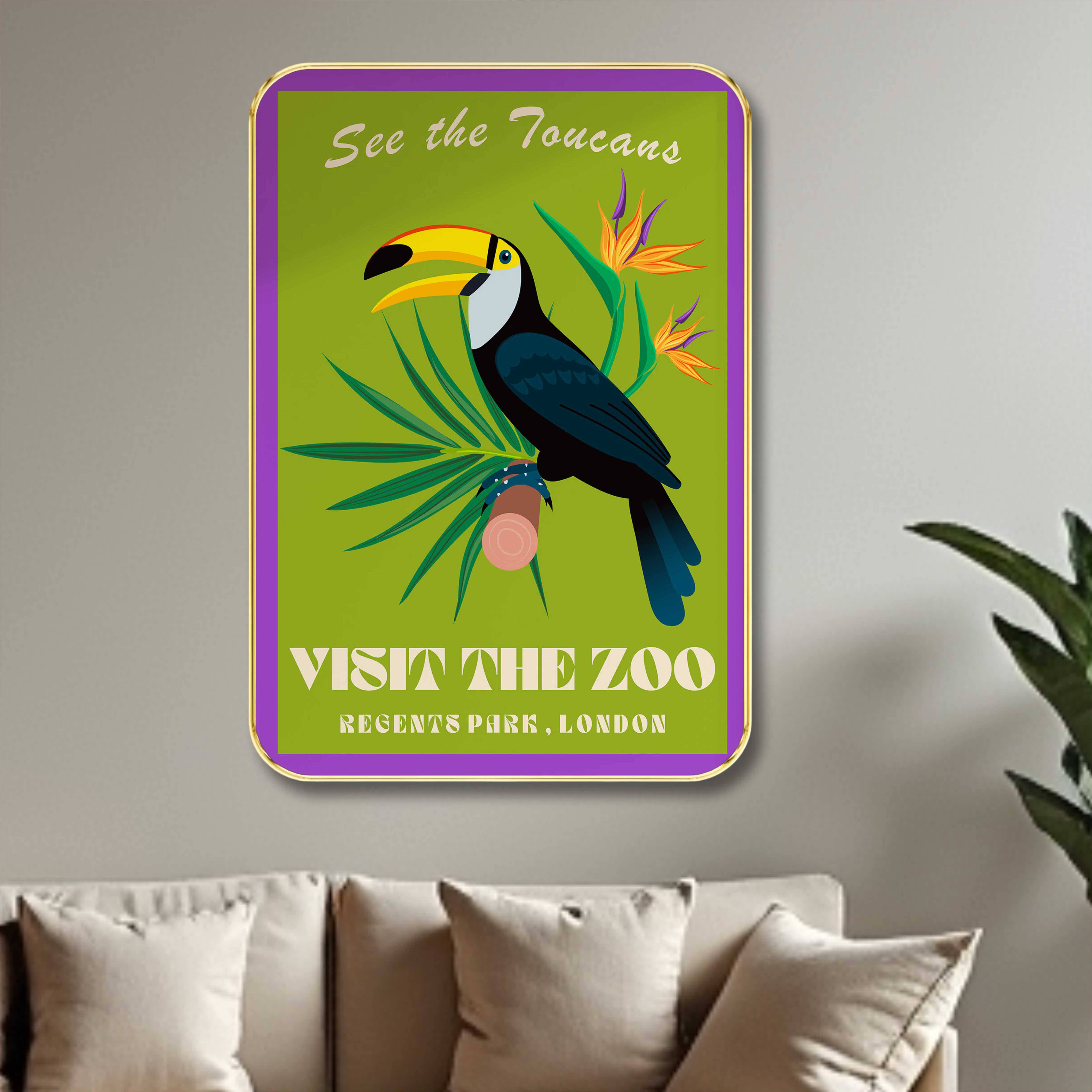 Saf Visit the Zoo Toucan Wall Art – Retro Wildlife Poster Print – Vibrant Tropical Bird Artwork for Living Room, Nursery, or Study Room Decor Saf Visit the Zoo Toucan Wall Art – Retro Wildlife Poster Print – Vibrant Tropical Bird Artwork for Living Room, Nursery, or Study Room Decor