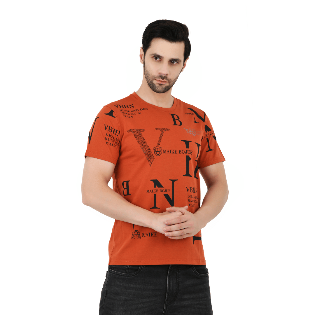     			Sageware Men Cotton Regular Fit Solid T-Shirt ( Orange )