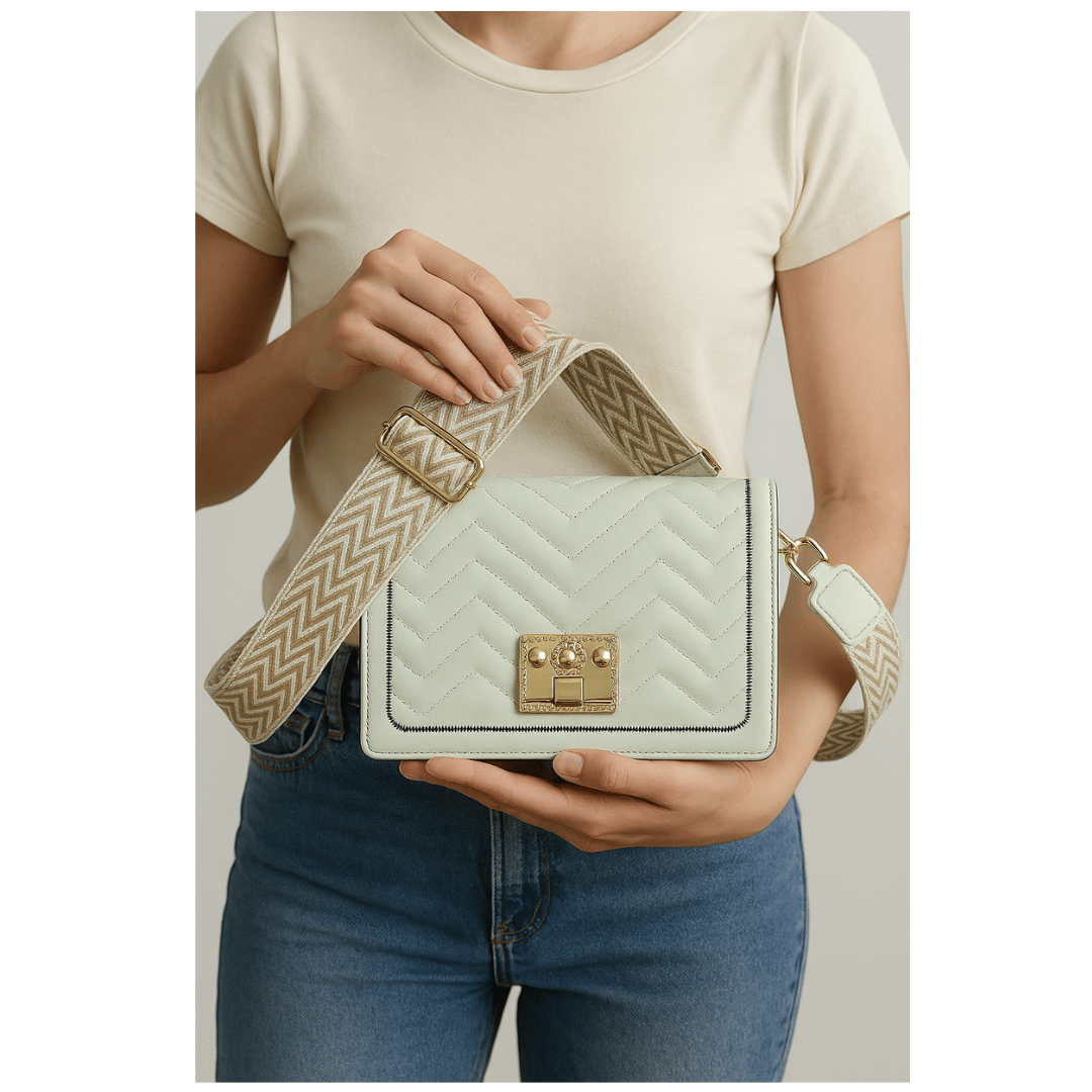     			Sageware Sling Bag Faux Leather Set of 1 ( White )