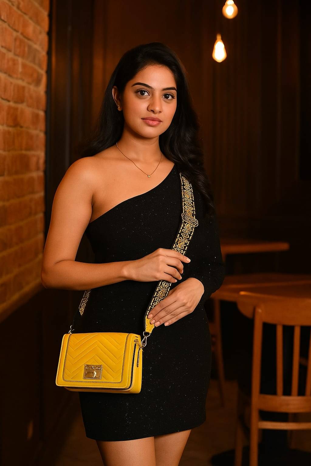     			Sageware Sling Bag Faux Leather Set of 1 ( Yellow )