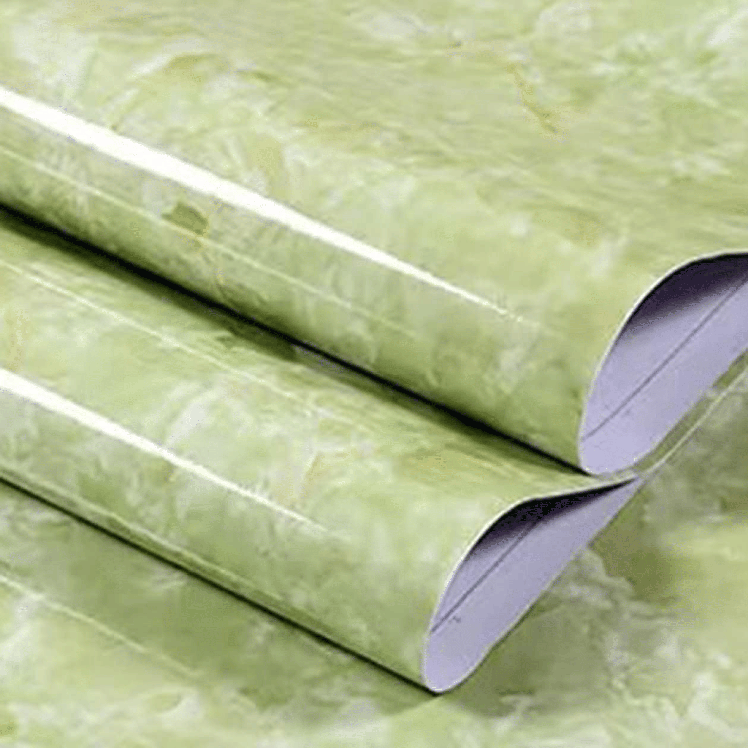     			Self Adhesive Green Marble Wallpaper Roll | Pack of 2 | Glossy Finish | Waterproof PVC Wall Sticker | 60x200cm Each | Peel and Stick Contact Paper for Walls & Furniture