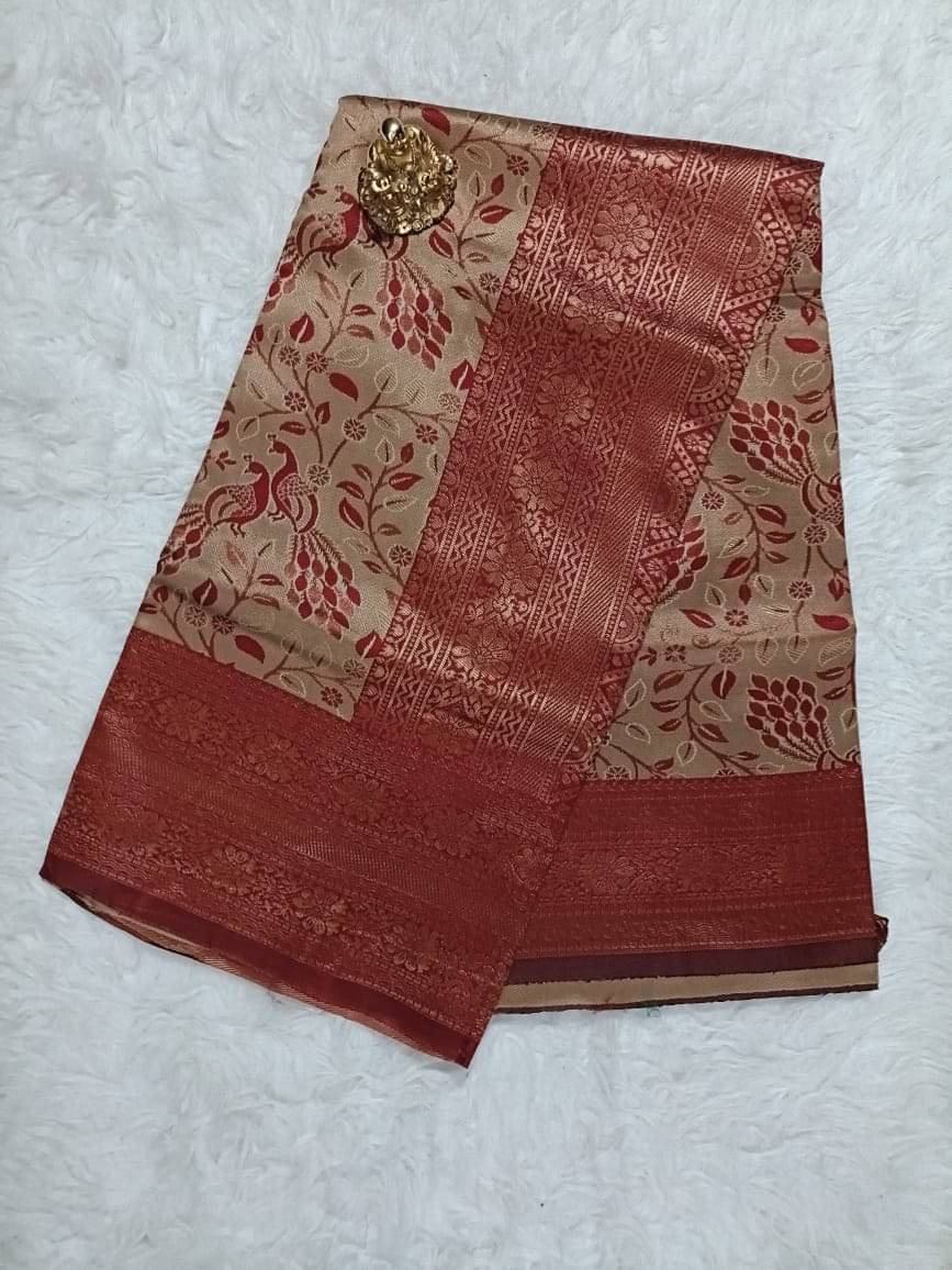Semore Art Silk Solid Saree With Unstitched Blouse Piece ( Cream ) Semore Art Silk Solid Saree With Unstitched Blouse Piece ( Cream )