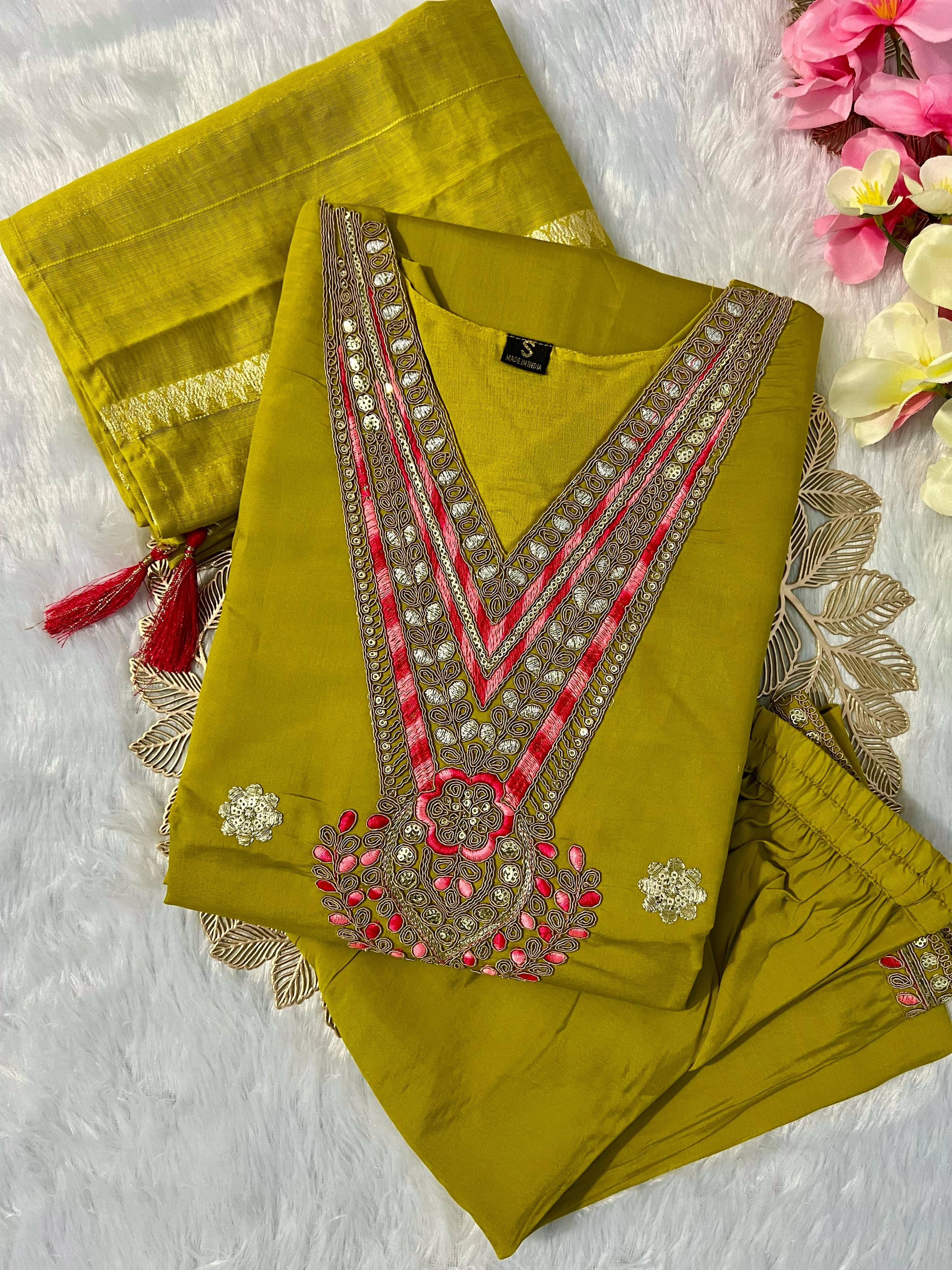 VT NX Women Viscose Embroidered Straight Kurti With Pants ( Lemon Yellow )     			VT NX Women Viscose Embroidered Straight Kurti With Pants ( Lemon Yellow )