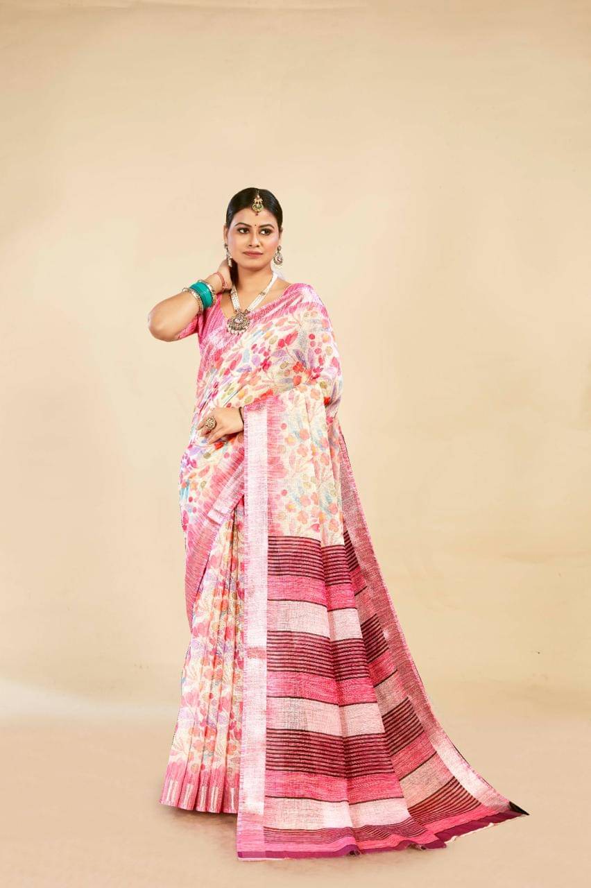 VTEXX Cotton Printed Saree With Unstitched Blouse Piece ( Peach ) VTEXX Cotton Printed Saree With Unstitched Blouse Piece ( Peach )