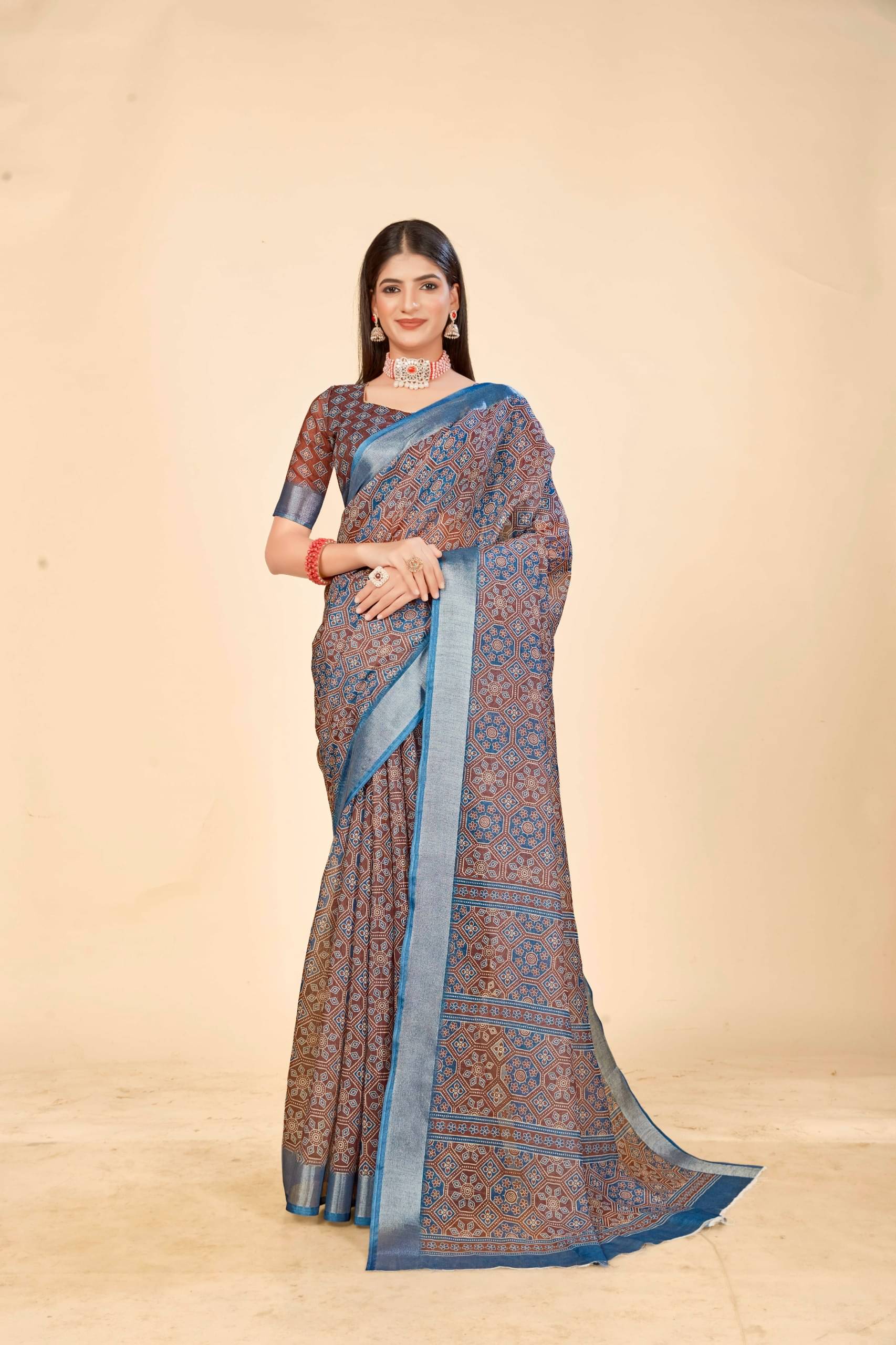     			VTEXX Cotton Printed Saree With Unstitched Blouse Piece ( Multicolor )