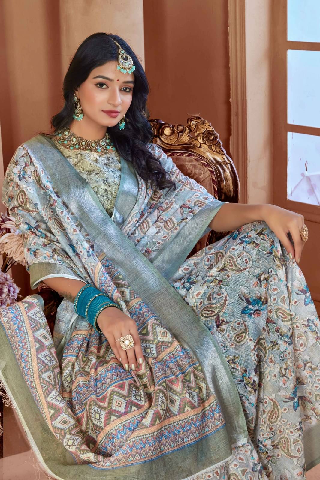     			VTEXX Cotton Printed Saree With Unstitched Blouse Piece ( Multicolor 2 )
