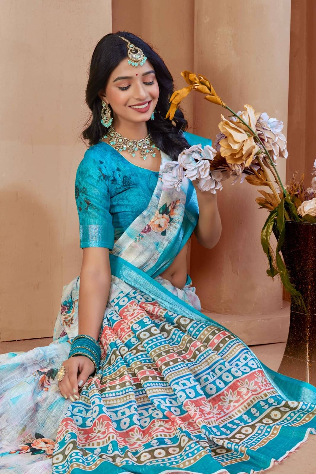     			VTEXX Cotton Printed Saree With Unstitched Blouse Piece ( Multicolor 1 )