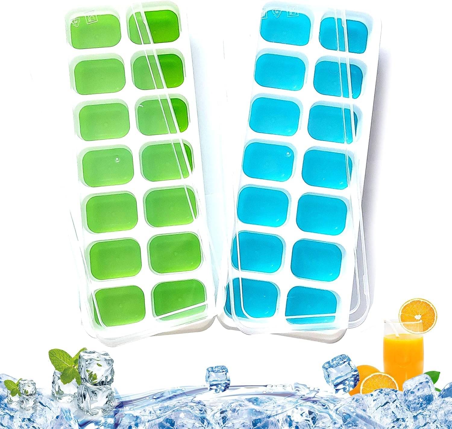 WHIMSICAL WONDERS 2 Pcs Pop Up Ice Cube Trays (14 cavity) For Freezer With Lid With Easy Release Flexible Silicone Bottom, Stackable, 100% Bpa Free, Food Grade For Freezer, Cocktail (2 Pcs), Multicolour WHIMSICAL WONDERS 2 Pcs Pop Up Ice Cube Trays (14 cavity) For Freezer With Lid With Easy Release Flexible Silicone Bottom, Stackable, 100% Bpa Free, Food Grade For Freezer, Cocktail (2 Pcs), Multicolour