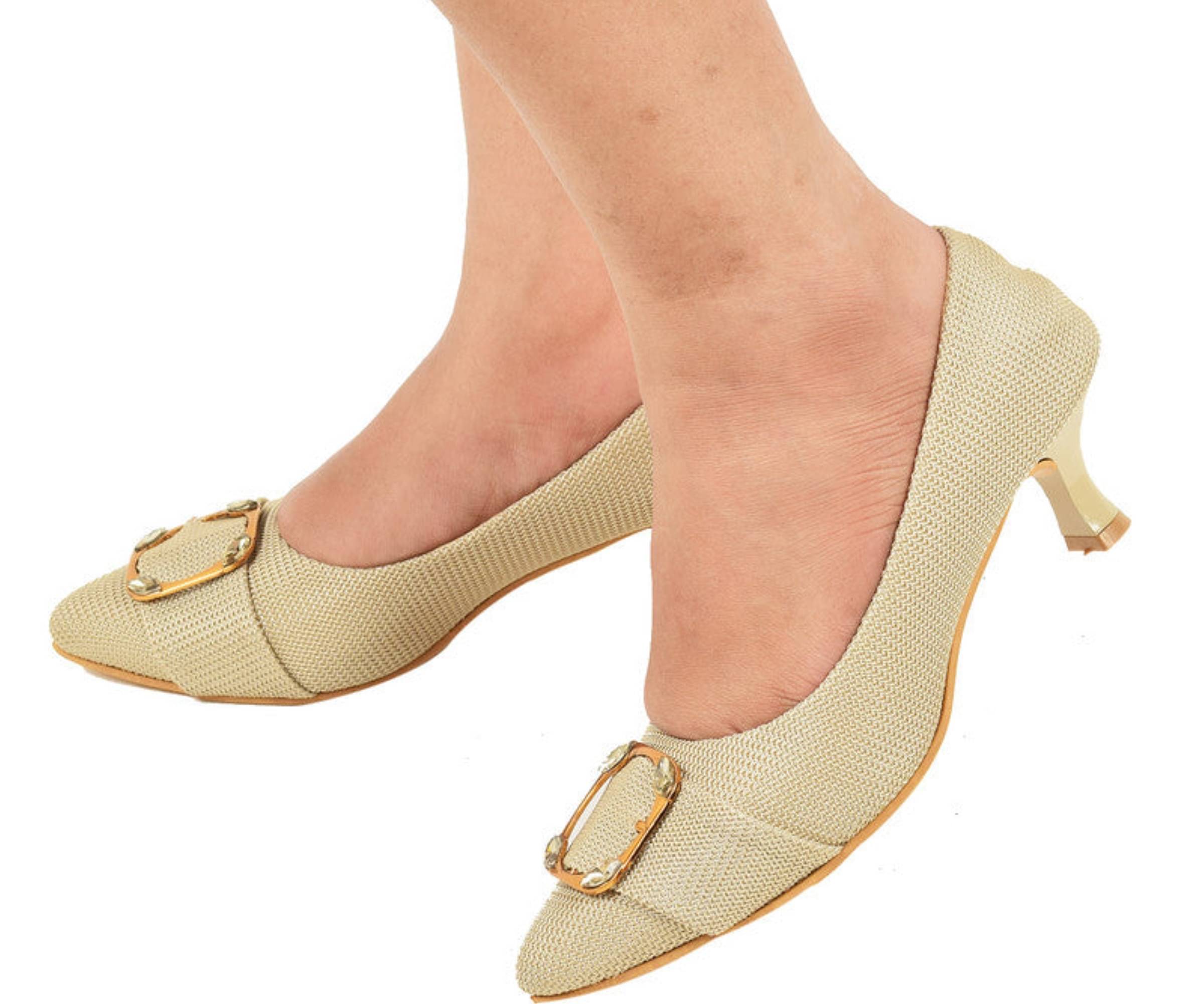     			XE Looks Beige Women's Slip On Heels