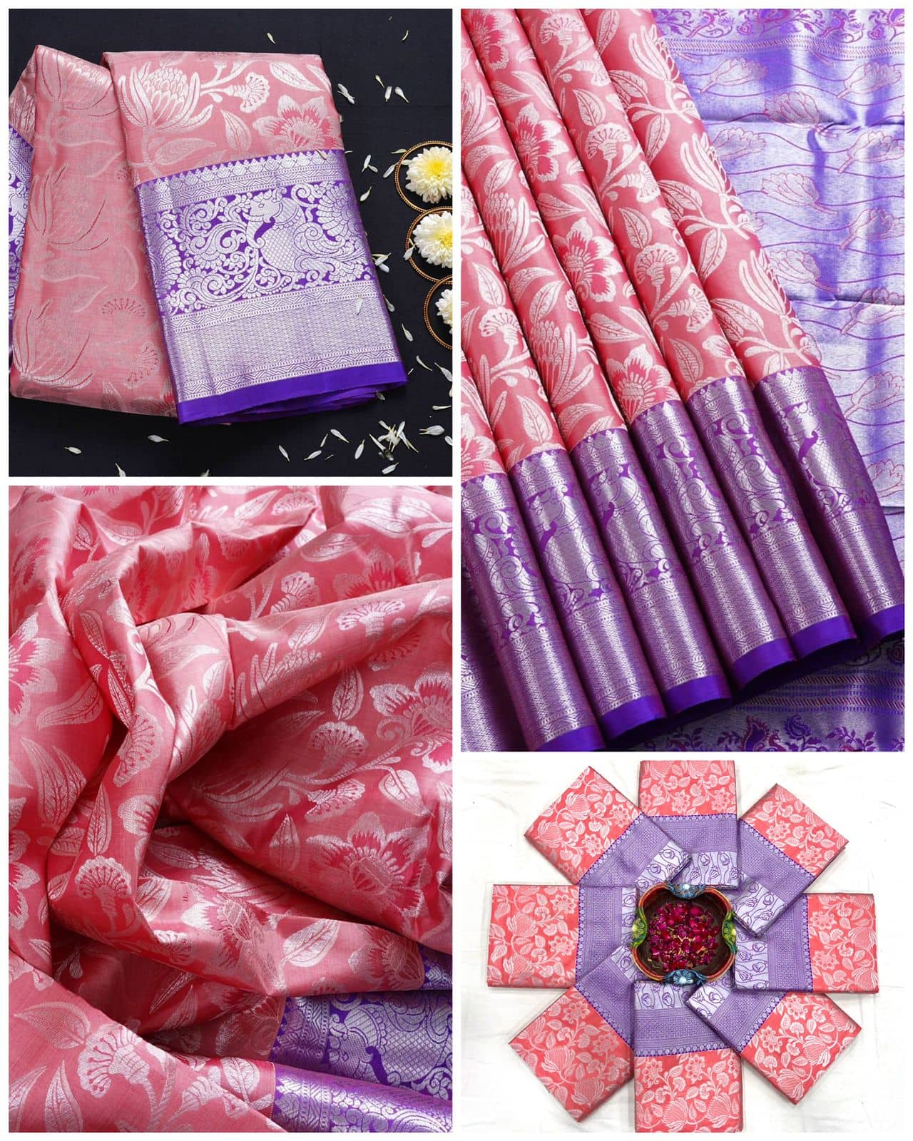 fab woven Art Silk Woven Kanjeevaram Sarees With Unstitched Blouse Piece ( Pink ) - Sarees | Buy online on ZillyBuy