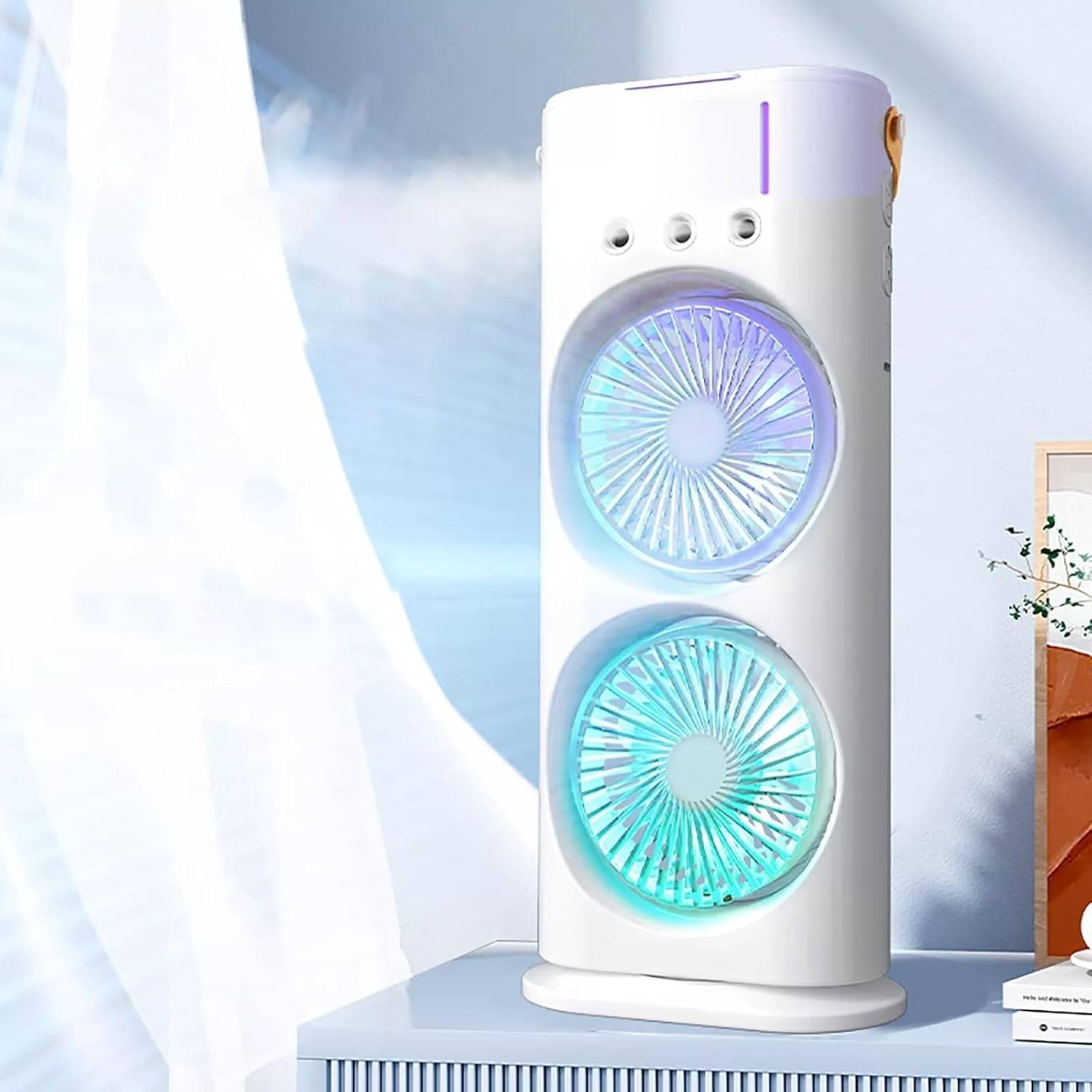 kastbhanjan Double Head Spray Cooling Fan, Portable Mini Air Cooler (No Battery Includes) usb connected kastbhanjan Double Head Spray Cooling Fan, Portable Mini Air Cooler (No Battery Includes) usb connected