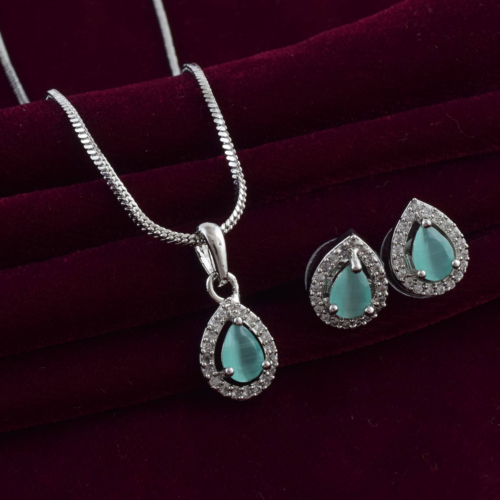     			ADMIER Sea Green Pendant set ( Pack of 3 )