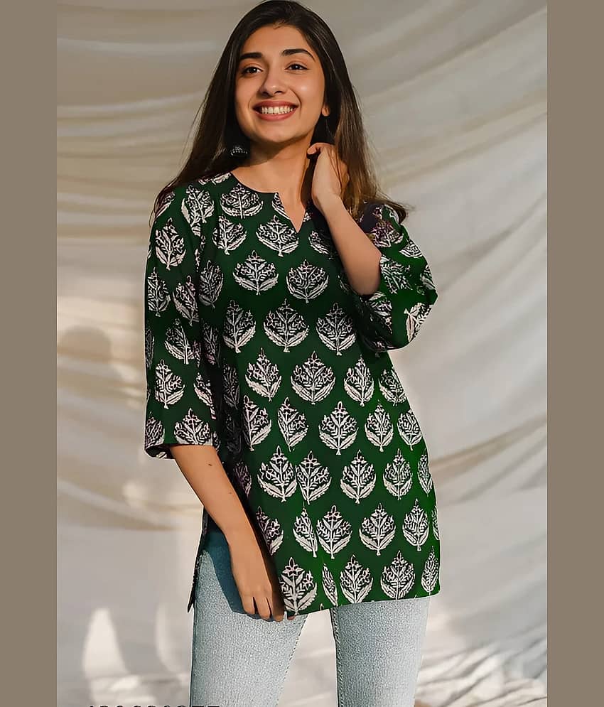 AK FASHION MALL Women Cotton Blend Printed Alia Cut Kurti ( Green ) - Kurtis, Tunics | Buy online on ZillyBuy