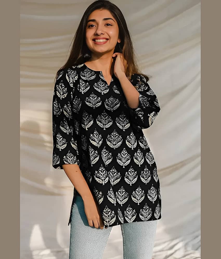 AK FASHION MALL Women Cotton Blend Printed Alia Cut Kurti ( Black ) - Kurtis, Tunics | Buy online on ZillyBuy