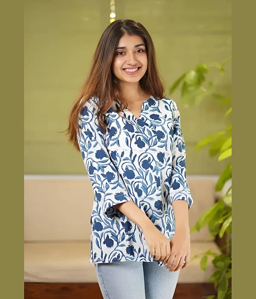 AK FASHION MALL Women Cotton Blend Printed Alia Cut Kurti ( Blue ) - Kurtis, Tunics | Buy online on ZillyBuy