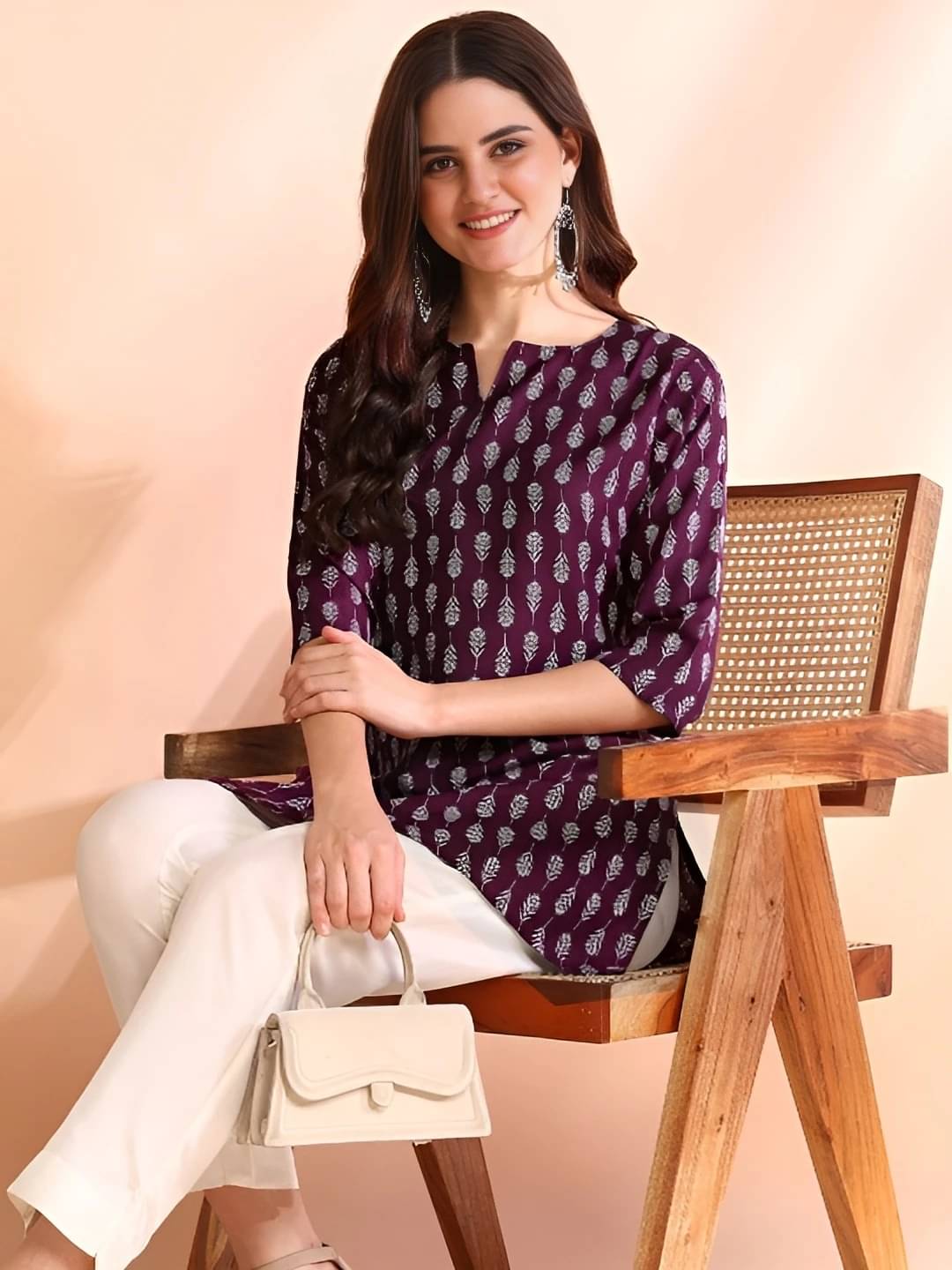     			AK FASHION MALL Women Cotton Blend Printed Alia Cut Kurti ( Pink )