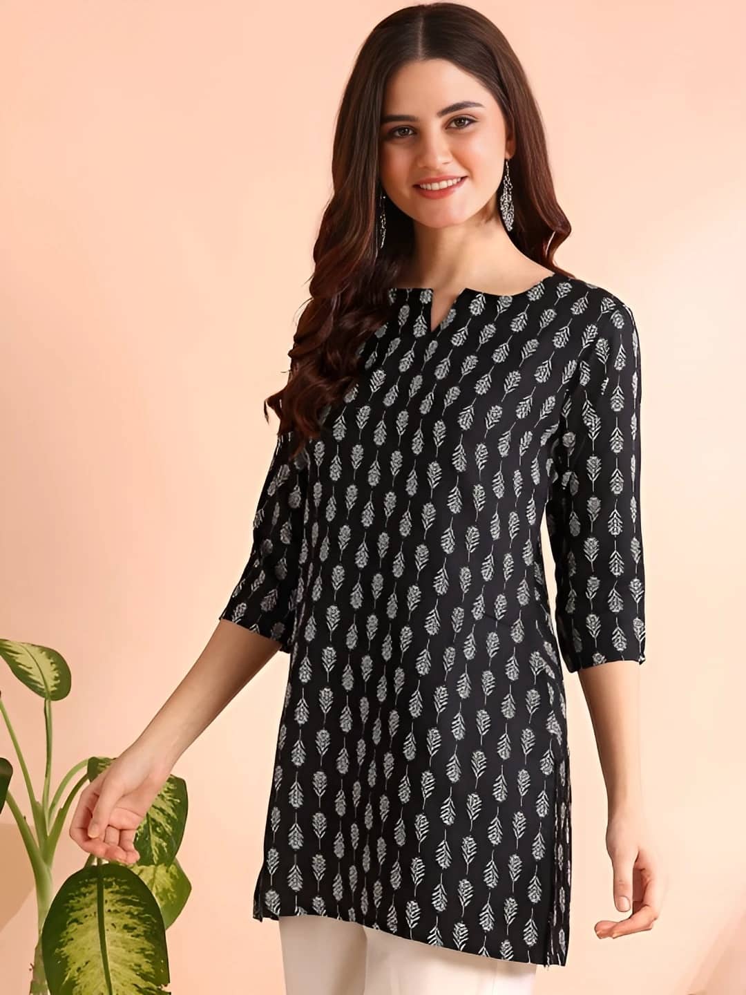 AK FASHION MALL Women Cotton Blend Printed Alia Cut Kurti ( Black ) - Kurtis, Tunics | Buy online on ZillyBuy
