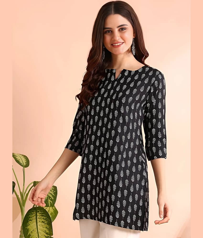 AK FASHION MALL Women Cotton Blend Printed Alia Cut Kurti ( Black ) - Kurtis, Tunics | Buy online on ZillyBuy